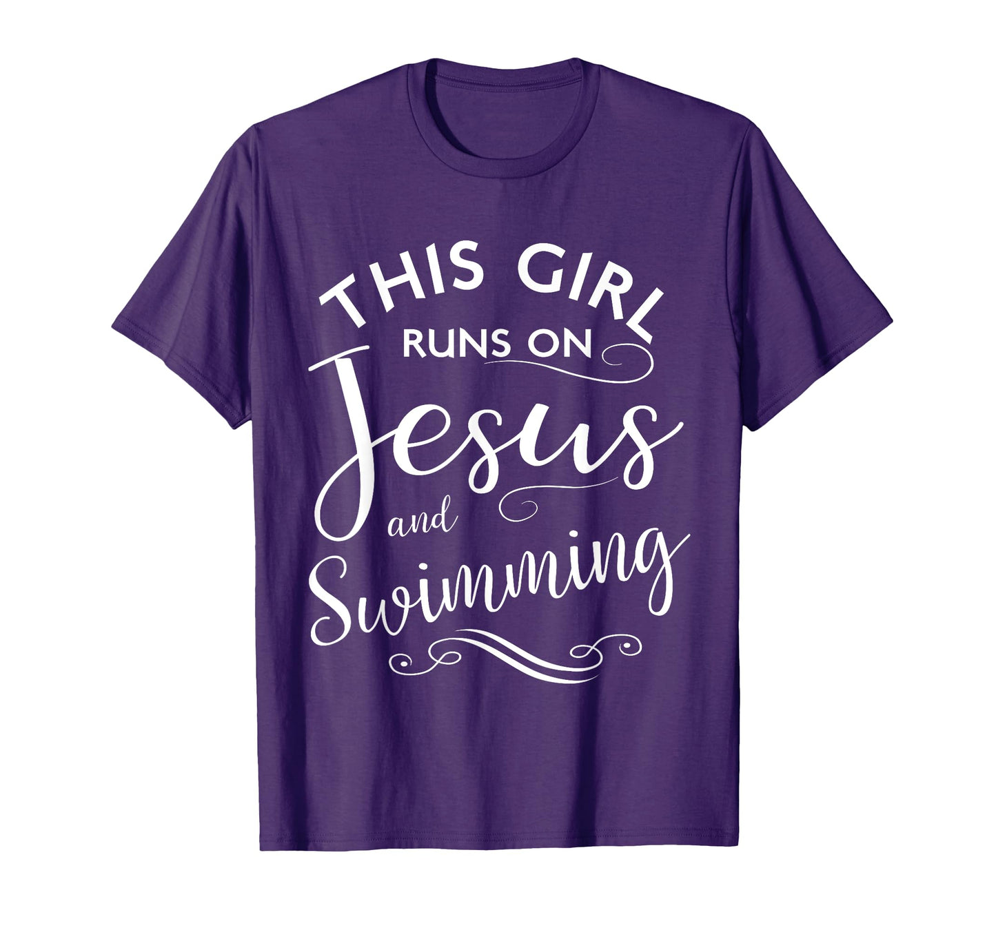 This Girl Runs On Jesus And Swimming Shirt Christian Sport T-Shirt