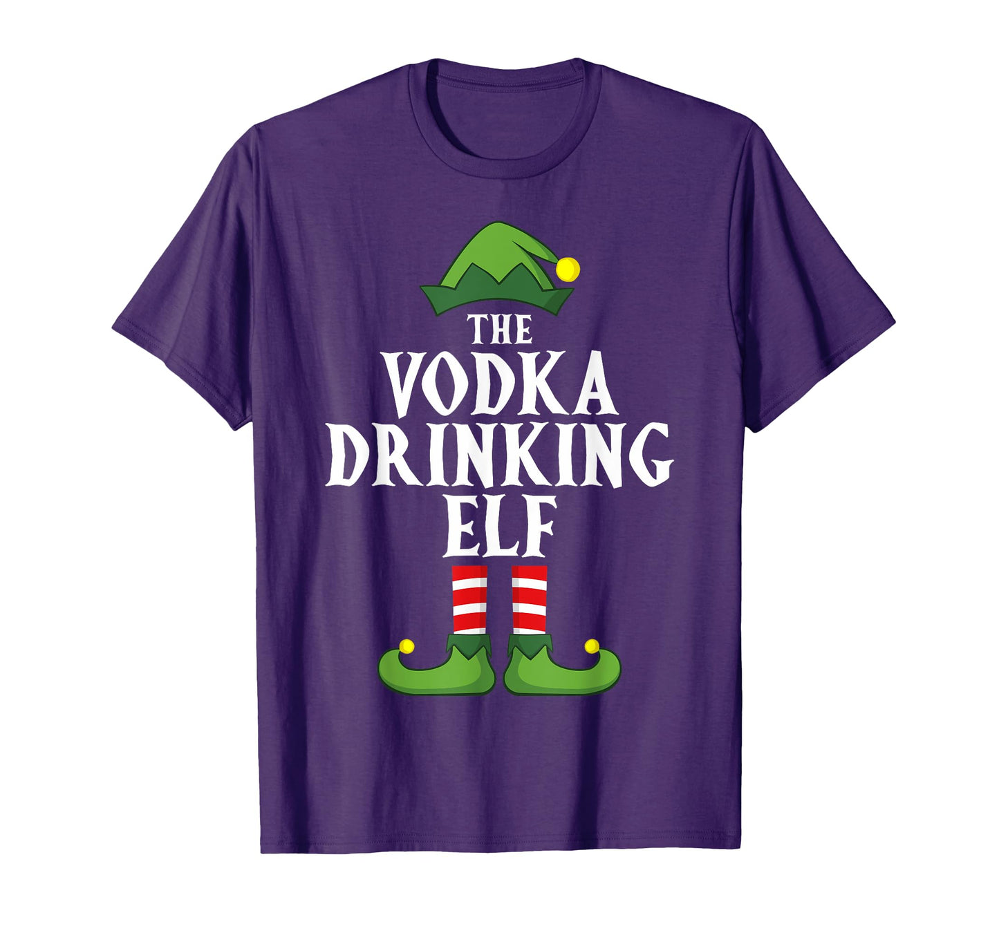 Vodka Drinking Elf Christmas Pajama Family Group Matching T-Shirt