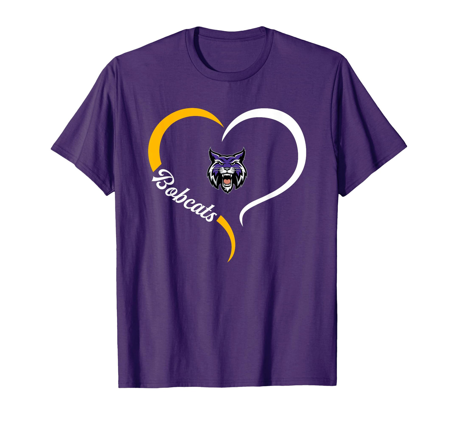 Hallsville Bobcats Logo Half Heart Slogan HS T-Shirt