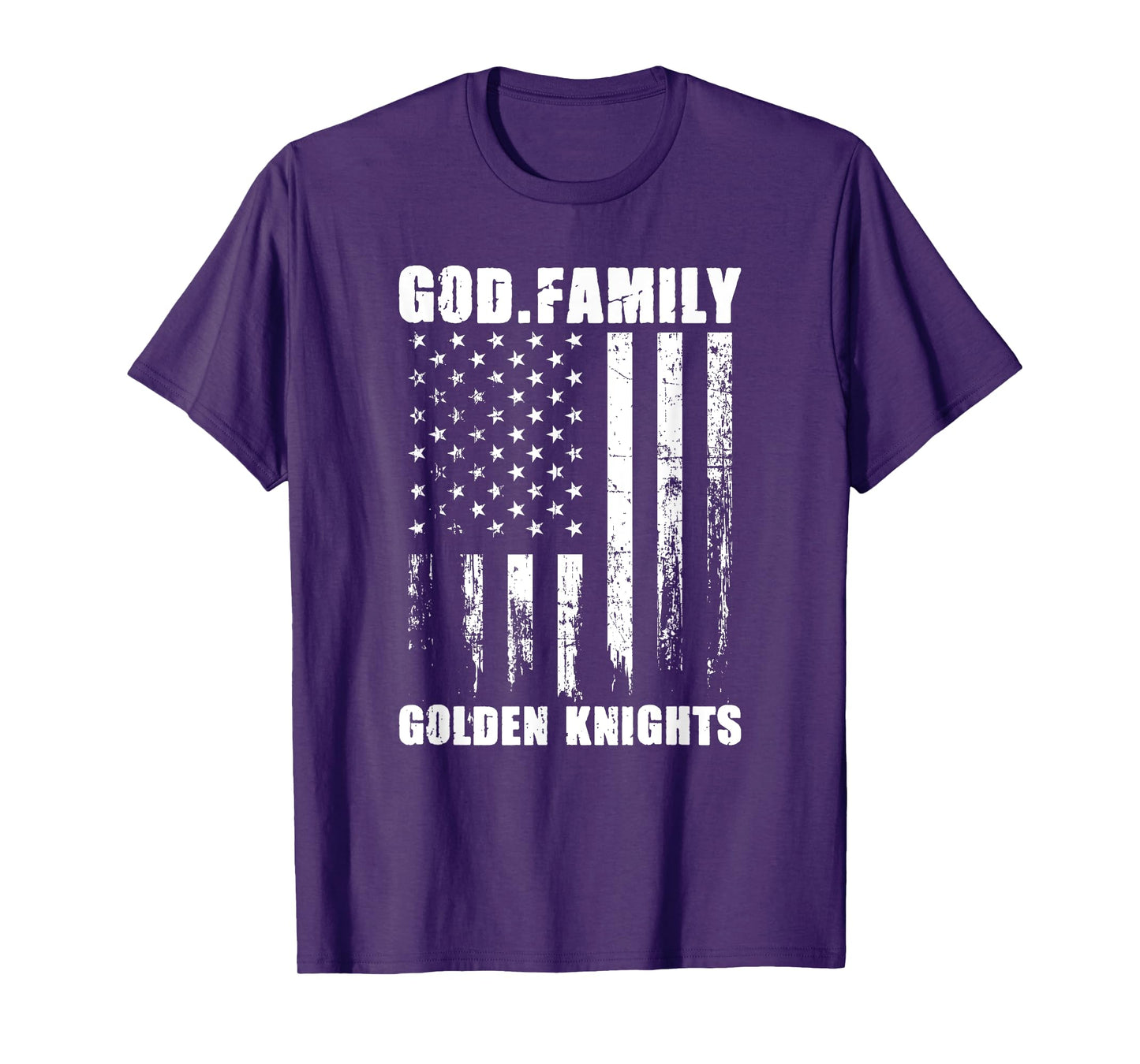 God. Family. Golden Knights. Vintage USA Flag T-Shirt