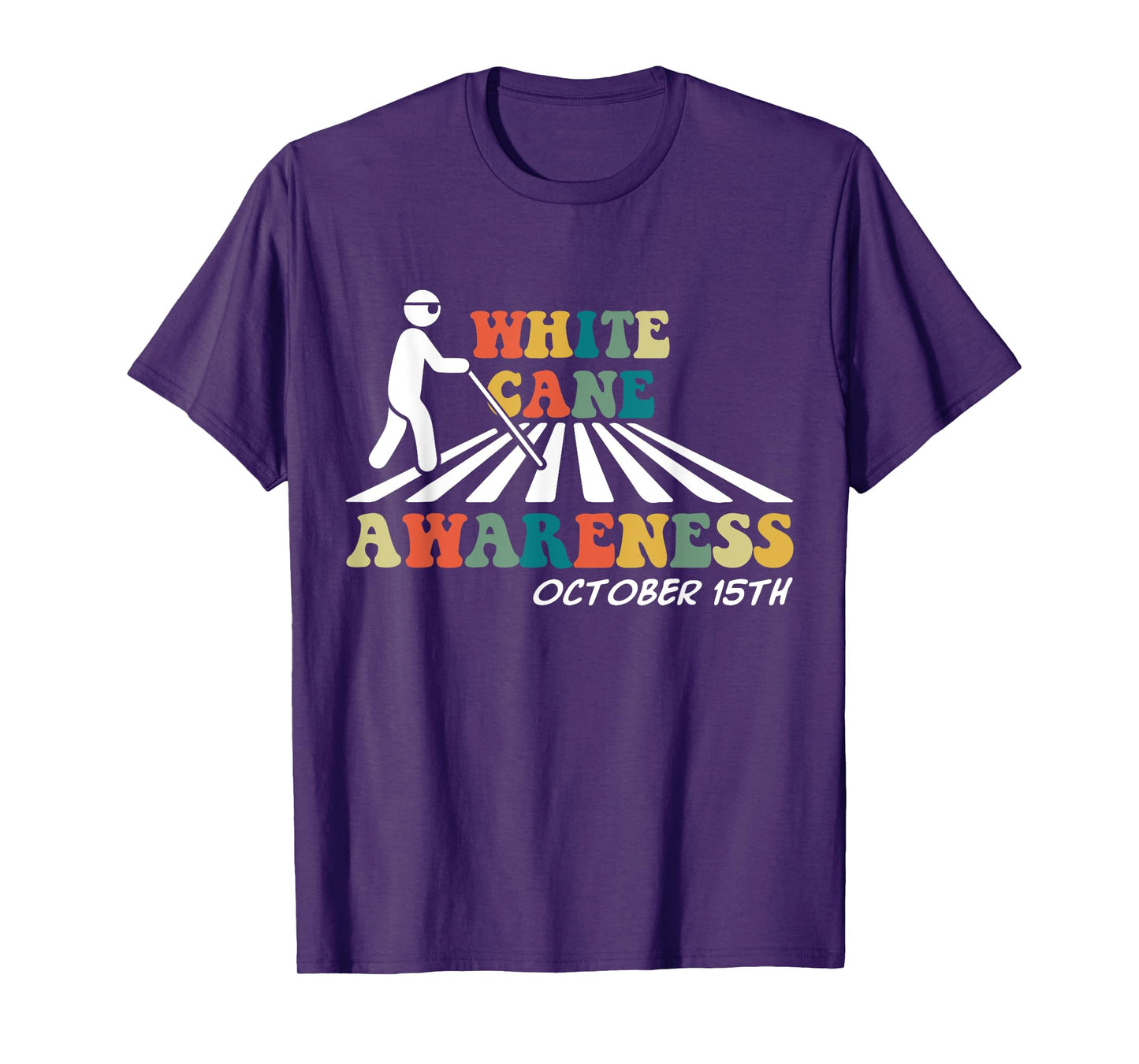 White Cane Awareness October 15th Retro Vintage T-Shirt
