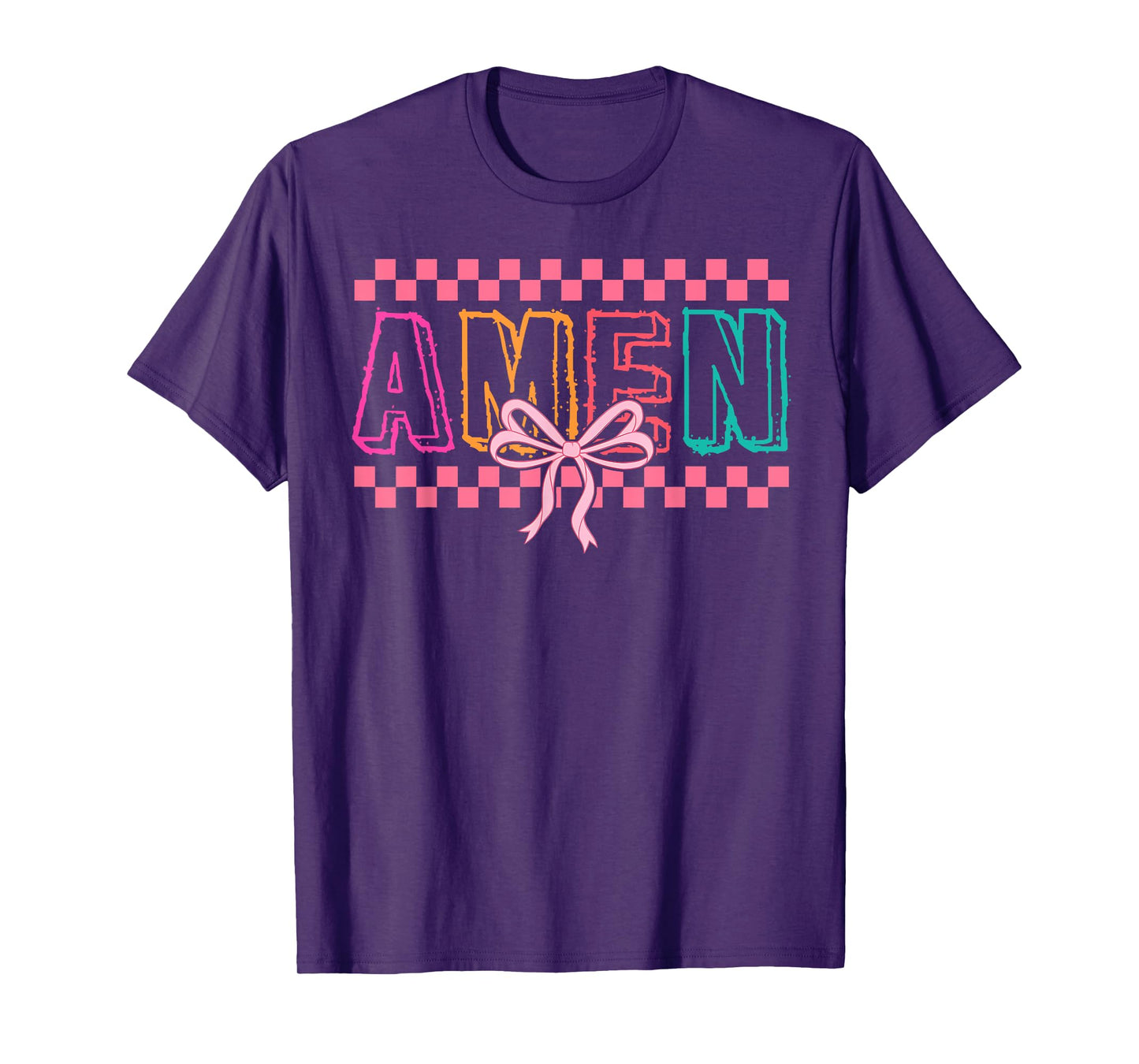 Retro Amen Coquette Bow Jesus Girl Women Happy Easter Day T-Shirt