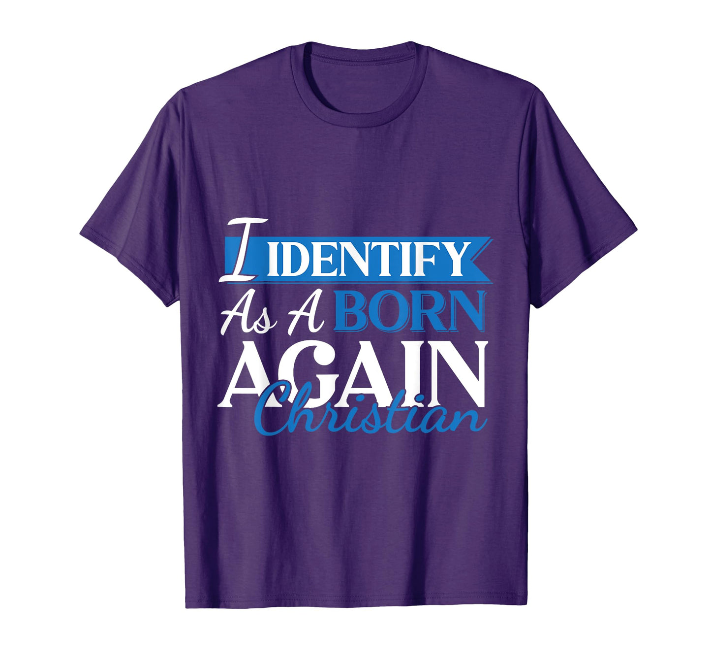 Urbanteesstore Christian Motivational 'I Identify As A Born Again Christian' T-Shirt - Unisex-Adults/Kids, Black, Small, Short Sleeve, Cotton 65% Polyester 35%