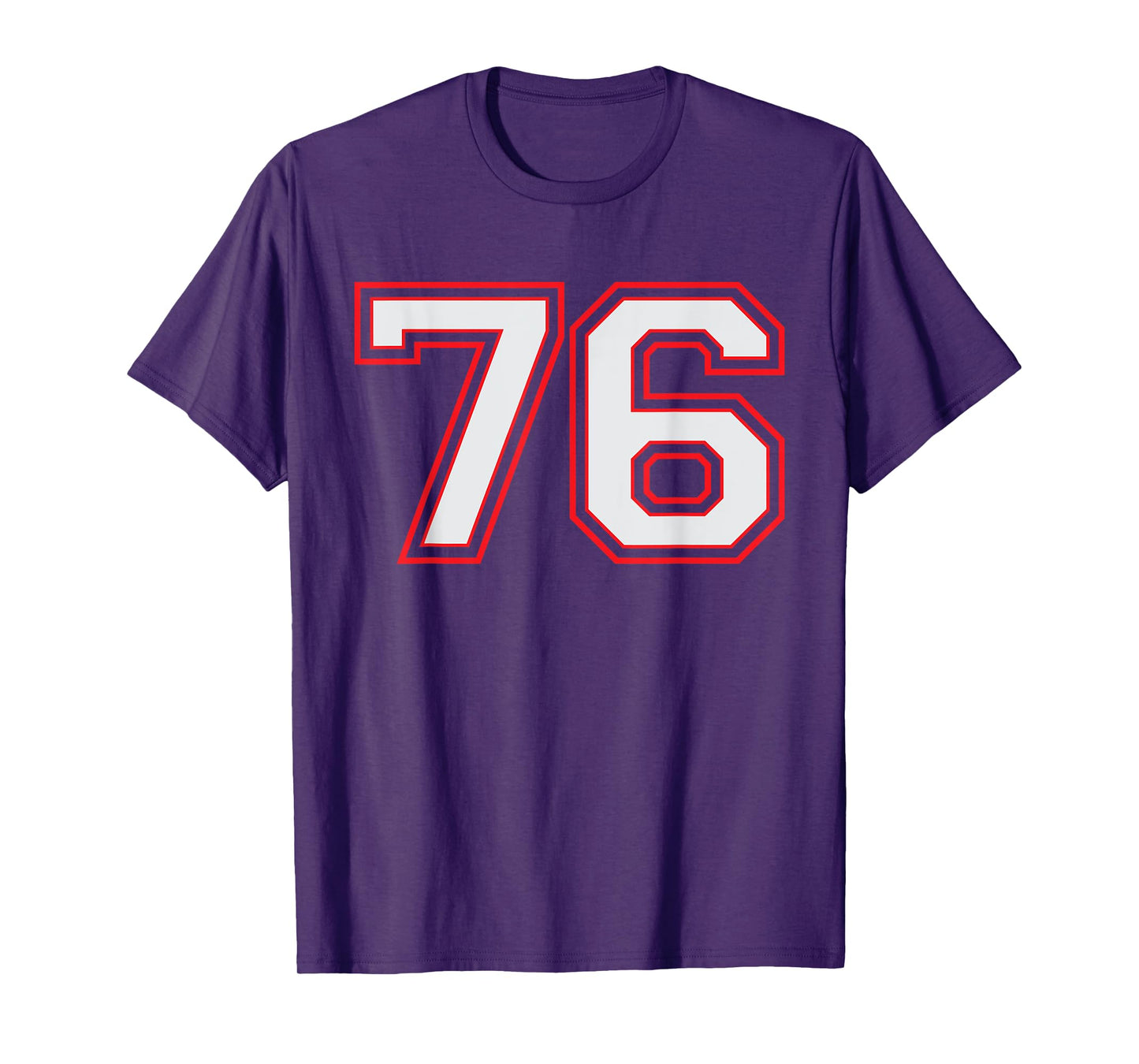 Red Number 76 Sports Player Jersey Fun Game Winner #76 Lucky T-Shirt