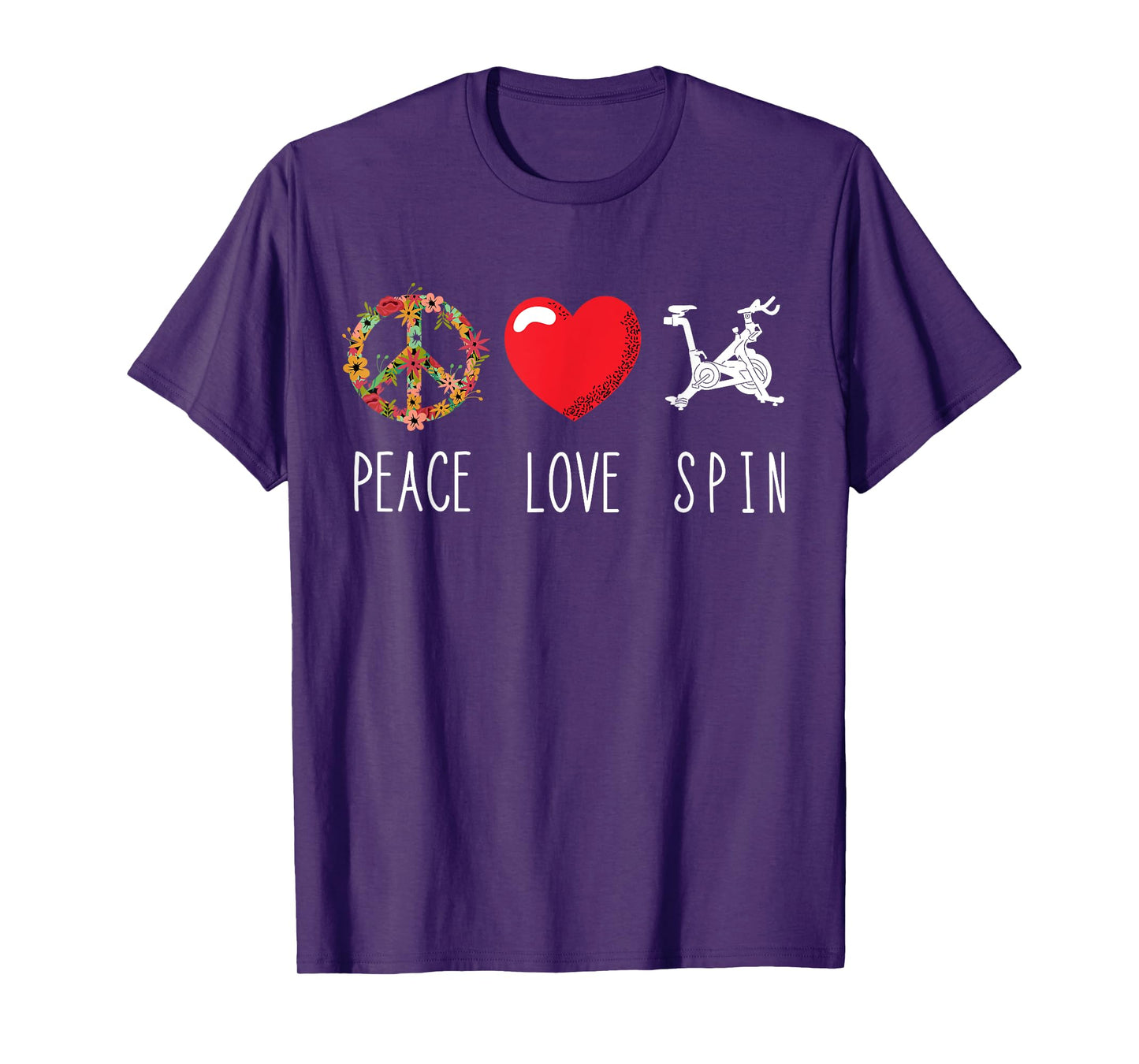 Spinning Bicycle Gym Love Peace Indoor Spinning Fitness T-Shirt