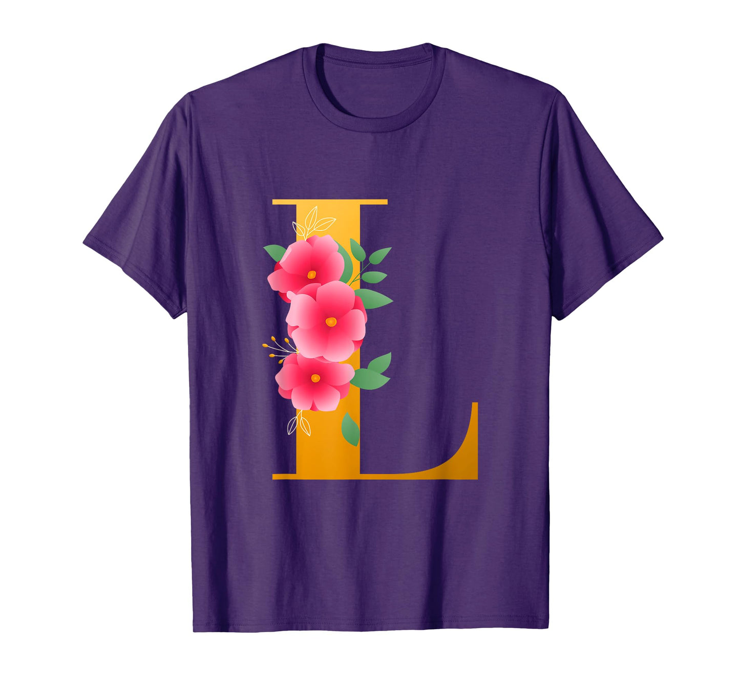 Floral L Alphabet Cute Initial Monogram Letter L Graphic T-Shirt