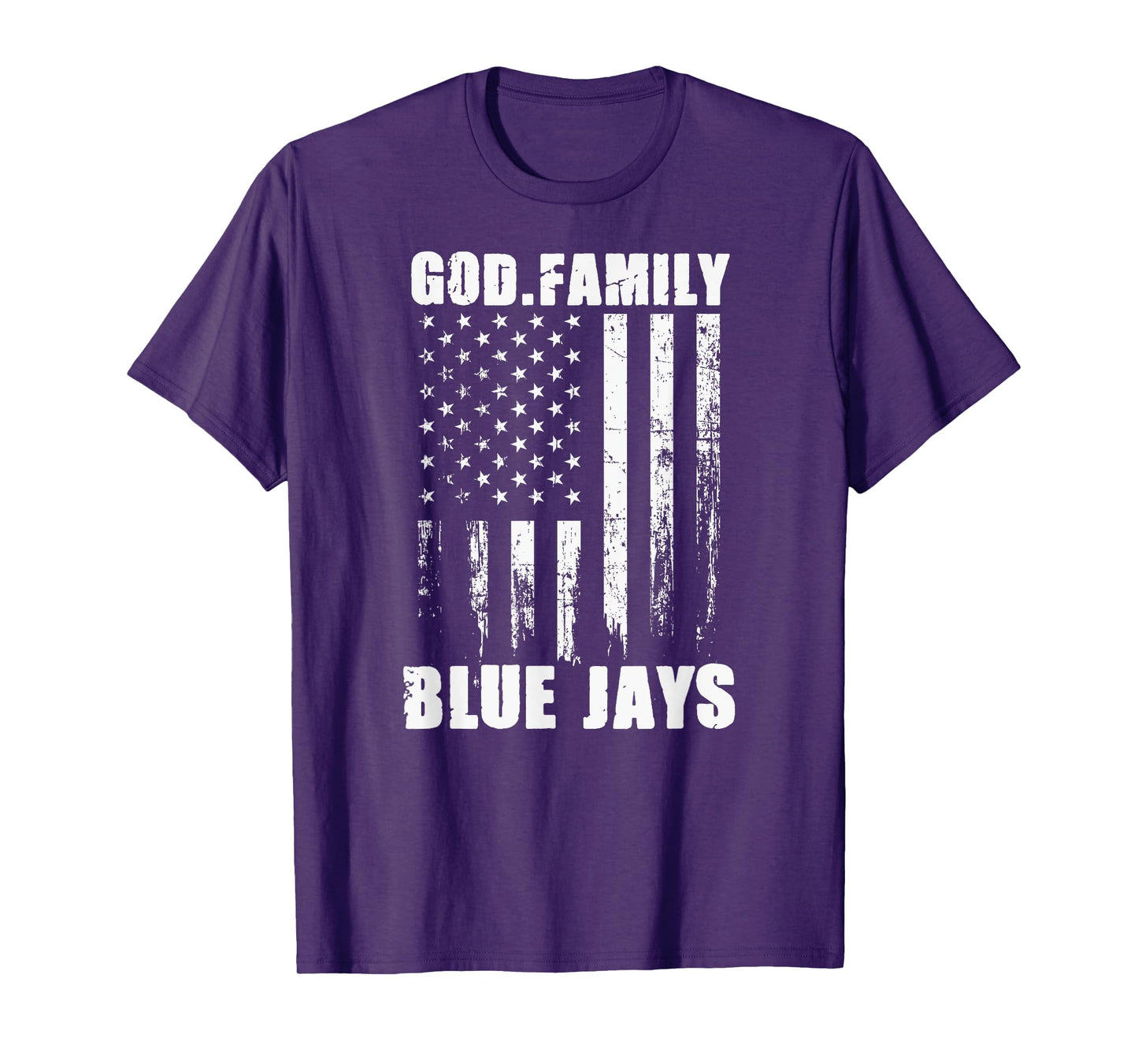 Junction City Blue Jays God. Family. Vintage USA Flag T-Shirt