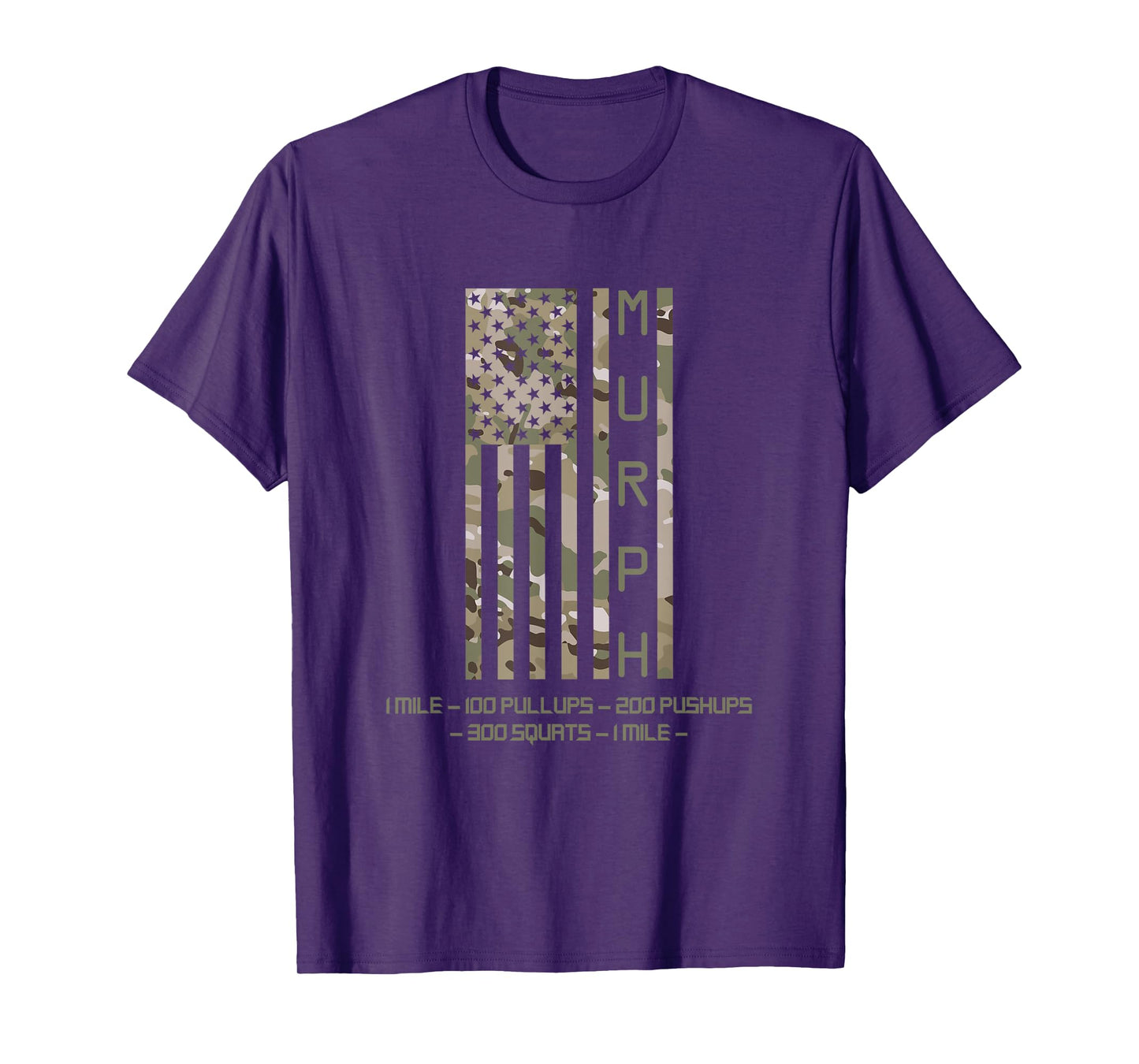 Murph Memorial Day Workout WOD Cam Multi Camo Flag vertical T-Shirt