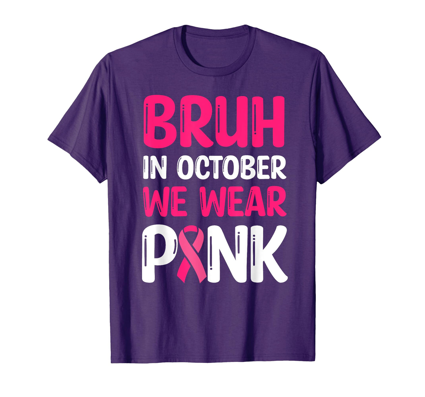 Bruh Kids Boys For In October Wear Pink Breast Cancer T-Shirt