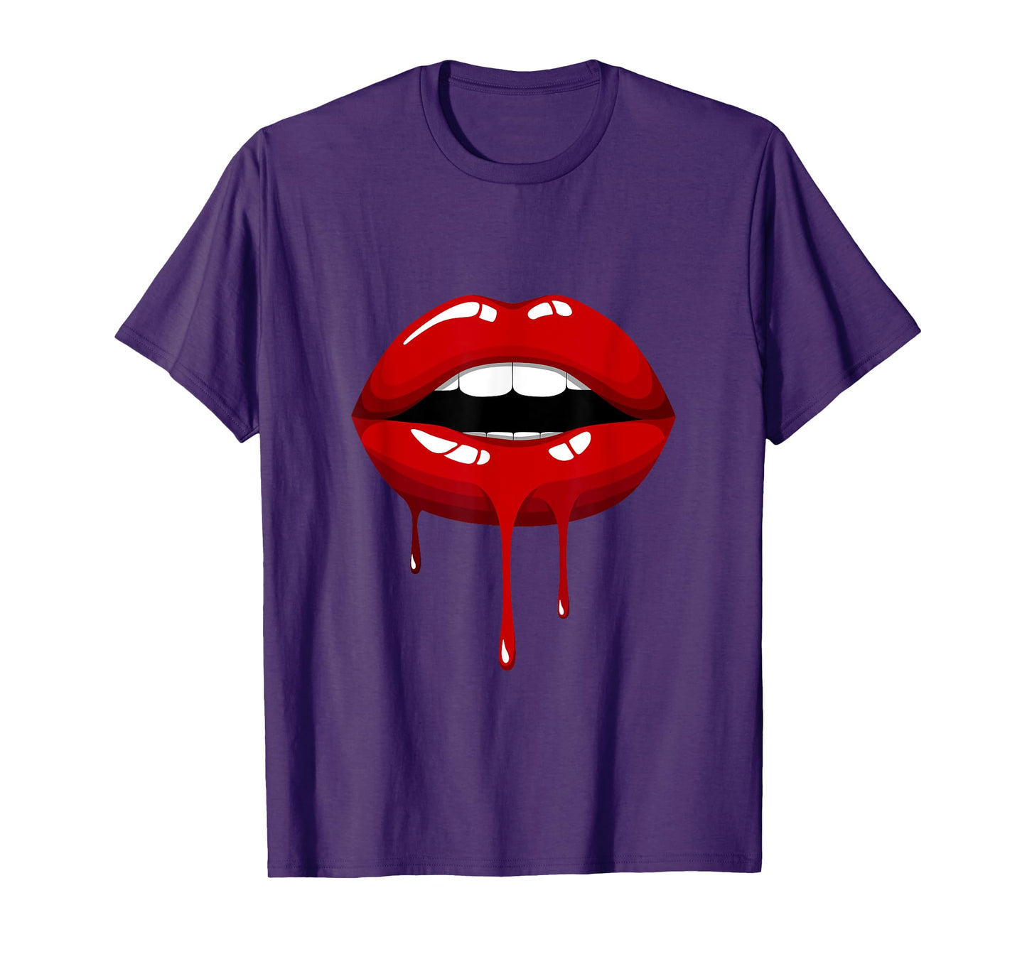 Cool Women Fashionable Red Lips Short Sleeve Graphic Design T-Shirt