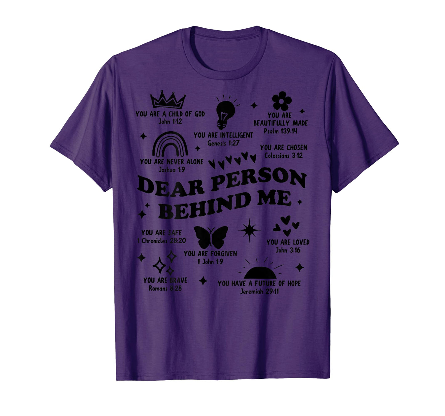 Dear Person Behind Me Bible Boho Christian Love Back Print T-Shirt