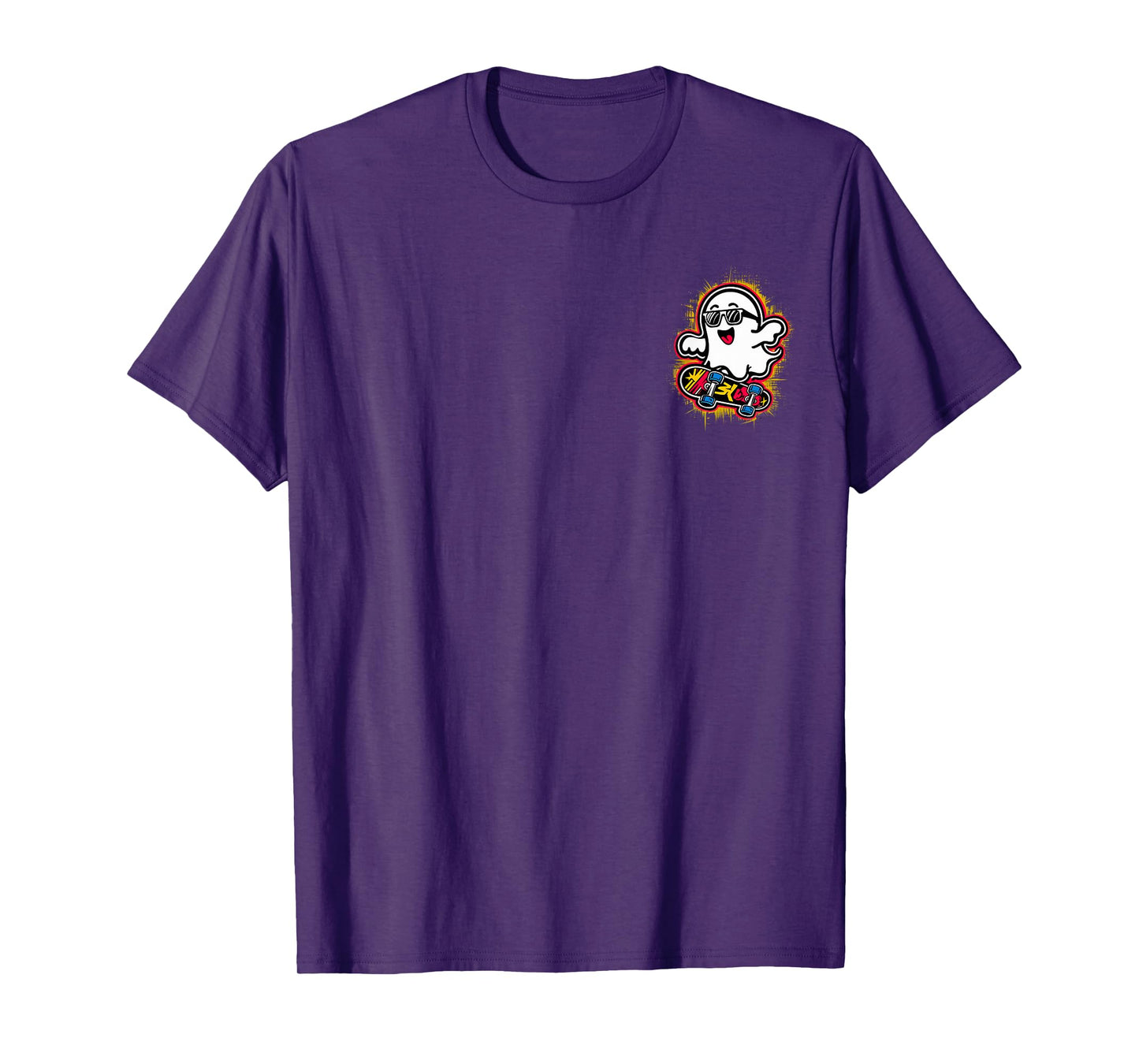 Funny Ghost On Skateboard Retro Halloween Costume Kids Boys T-Shirt