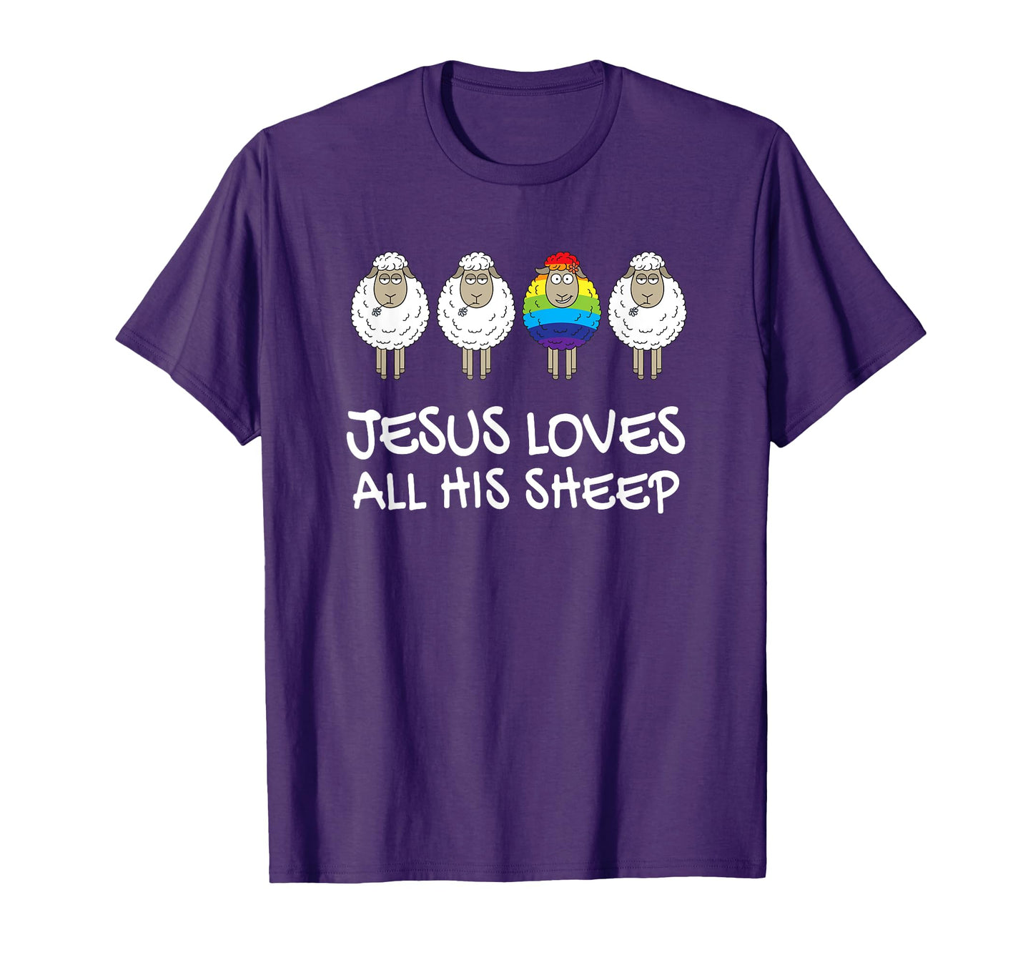 Rainbow Pride Gay Christian LGBTQ+ Jesus Loves All His Sheep T-Shirt
