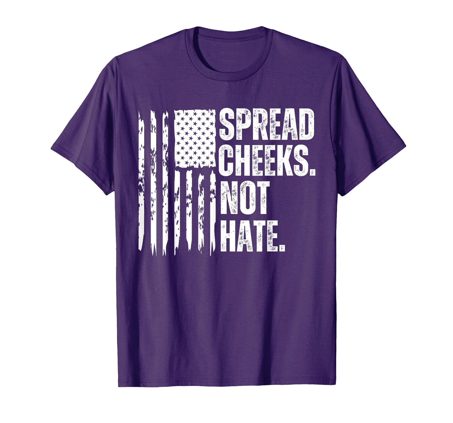 Funny Vintage Spread Cheeks Not Hate USA Flag T-Shirt
