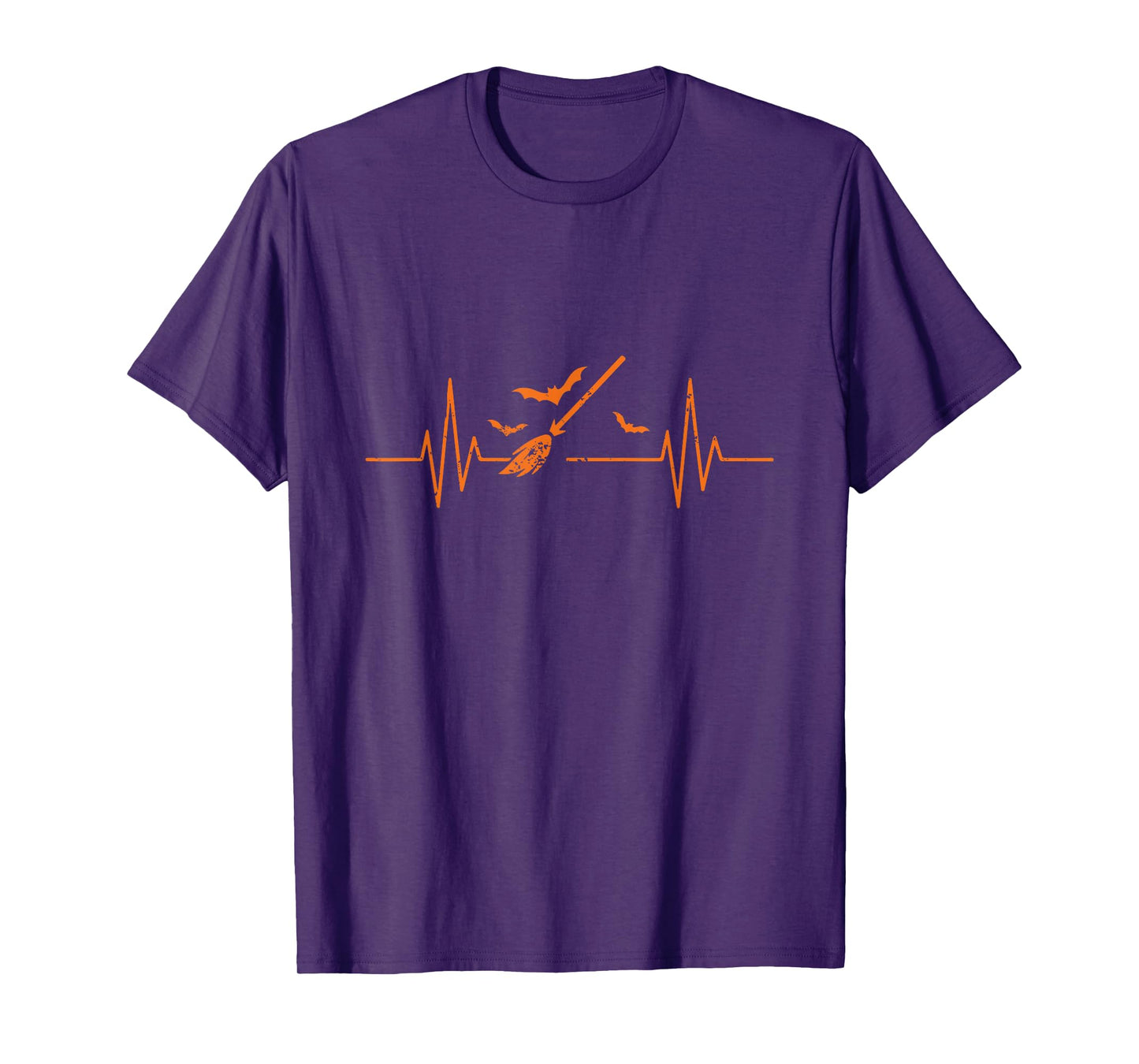 Witch Broom Heartbeat Halloween T-Shirt