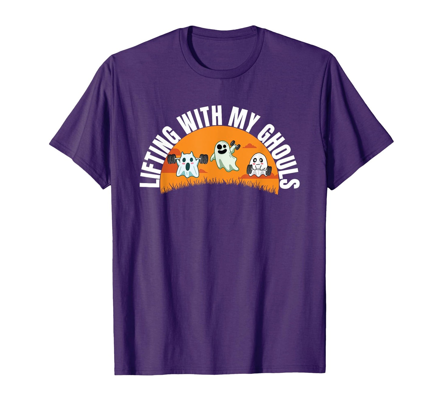 Lifting With My Ghouls Ghost Lifting Gym Workout Hallloween T-Shirt