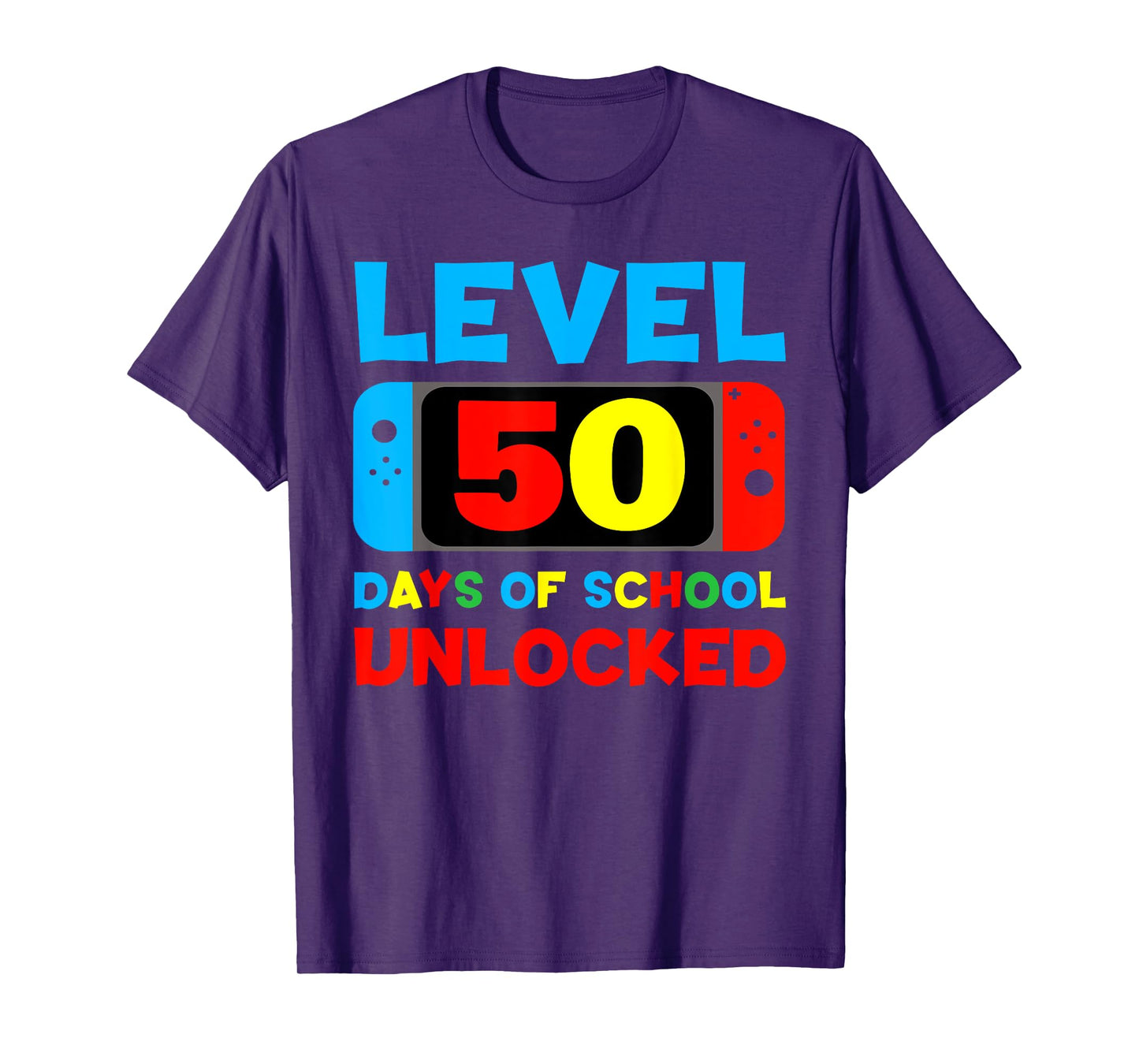 Level 50 Days Of School Unlocked 50th Day Of School Gamer T-Shirt