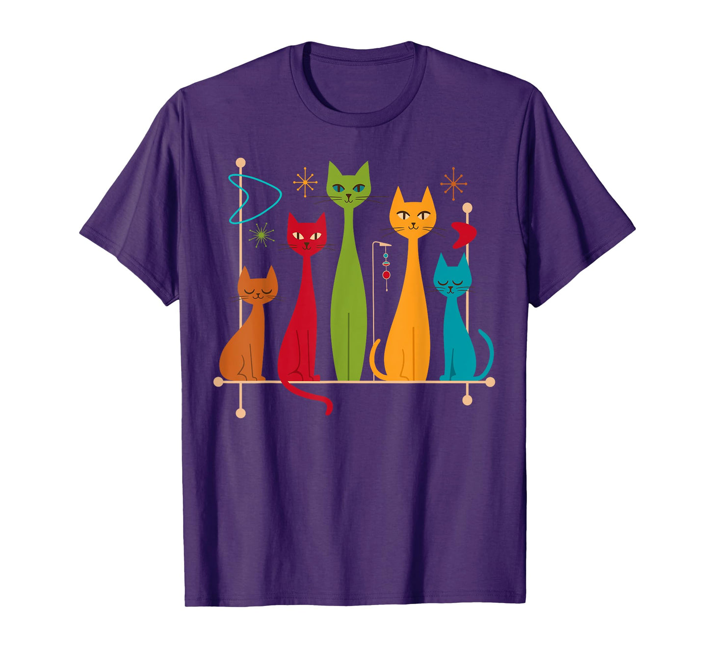 Retro Mid-Century Modern Cats 50s 60s Style T-Shirt