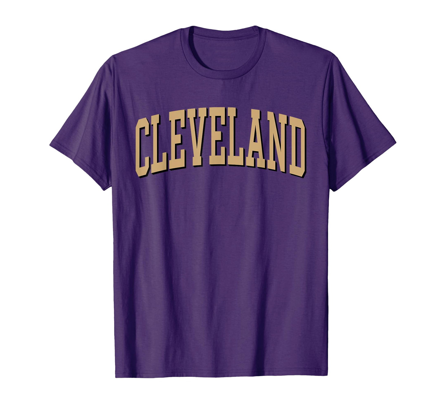 Cleveland Apparel . Co - Vintage Varsity Arched Text Cleveland T-Shirt - Unisex-Adult, Short Sleeve, T-Shirt, Red, Small