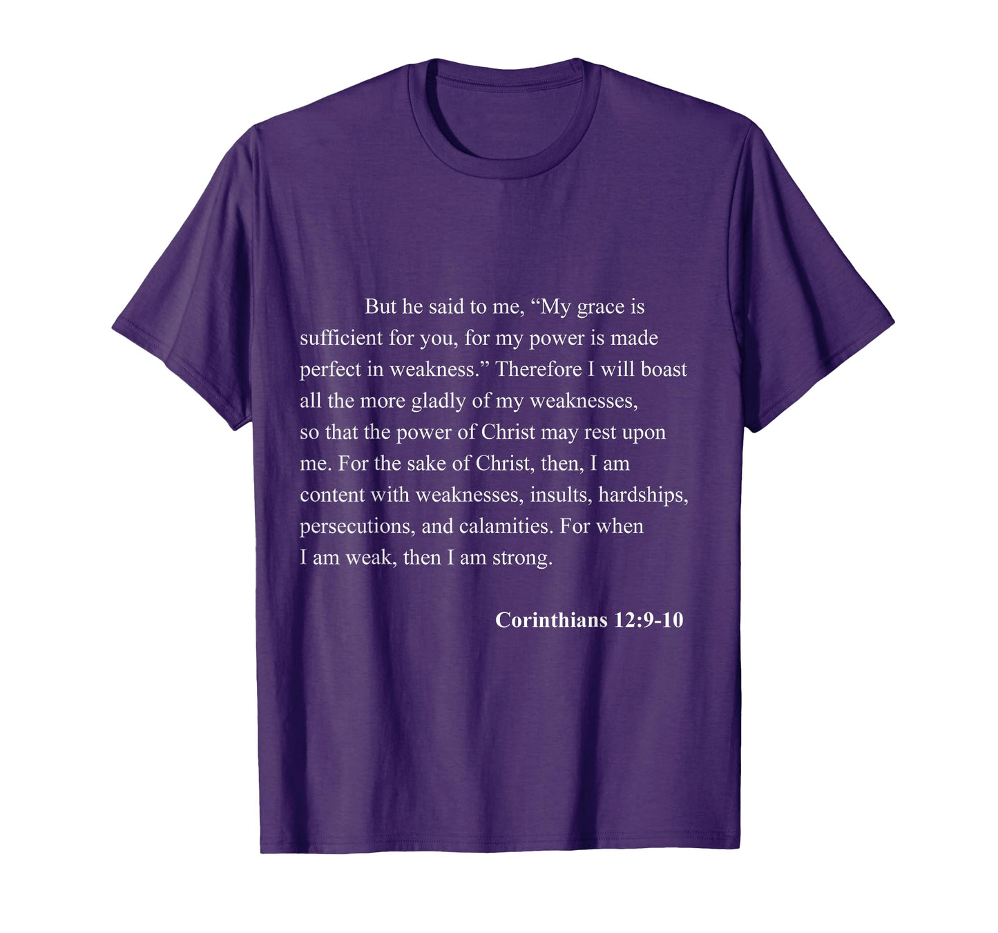 Bible Verse Corinthians 12:9-10 Christian Jesus Psalm T-Shirt