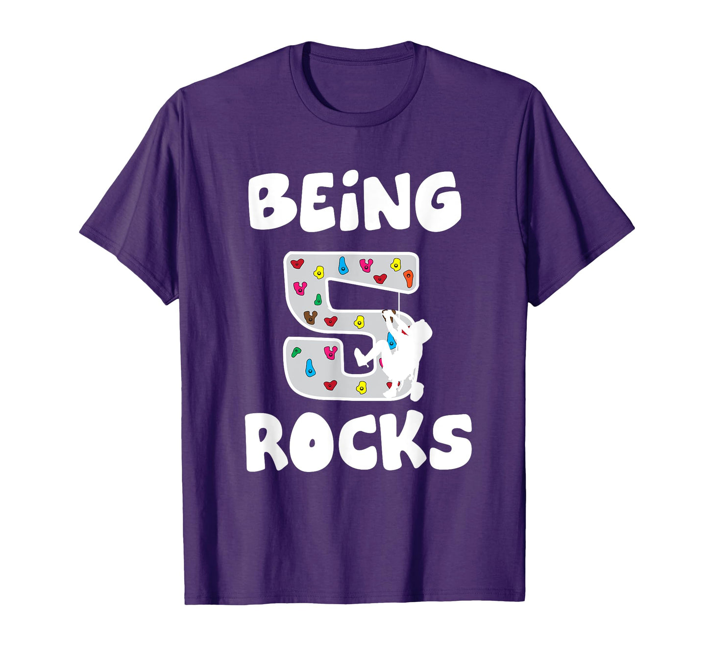 Rock Climbing Funny 5 Years Old 5th Birthday Gift For Kids T-Shirt