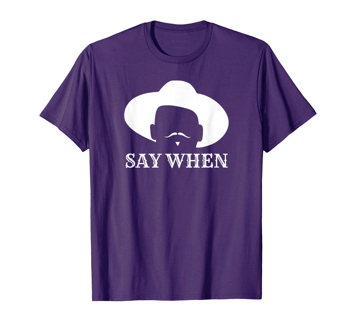 - Say When - Western Cowboy Outlaw Doc Holliday Mustache T-Shirt - Unisex-Adults - Black - Small - Short Sleeve - T-Shirt