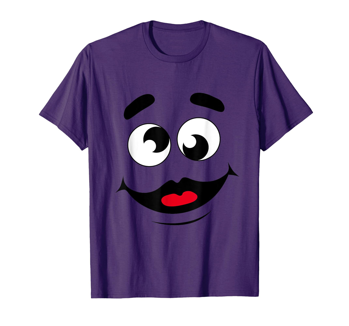 Funny Apparels And Grimace Face Store Funny Grimace Face For Halloween Costume T-Shirt - Adult, Unisex, Short Sleeve, T-Shirt, Purple, X-Small