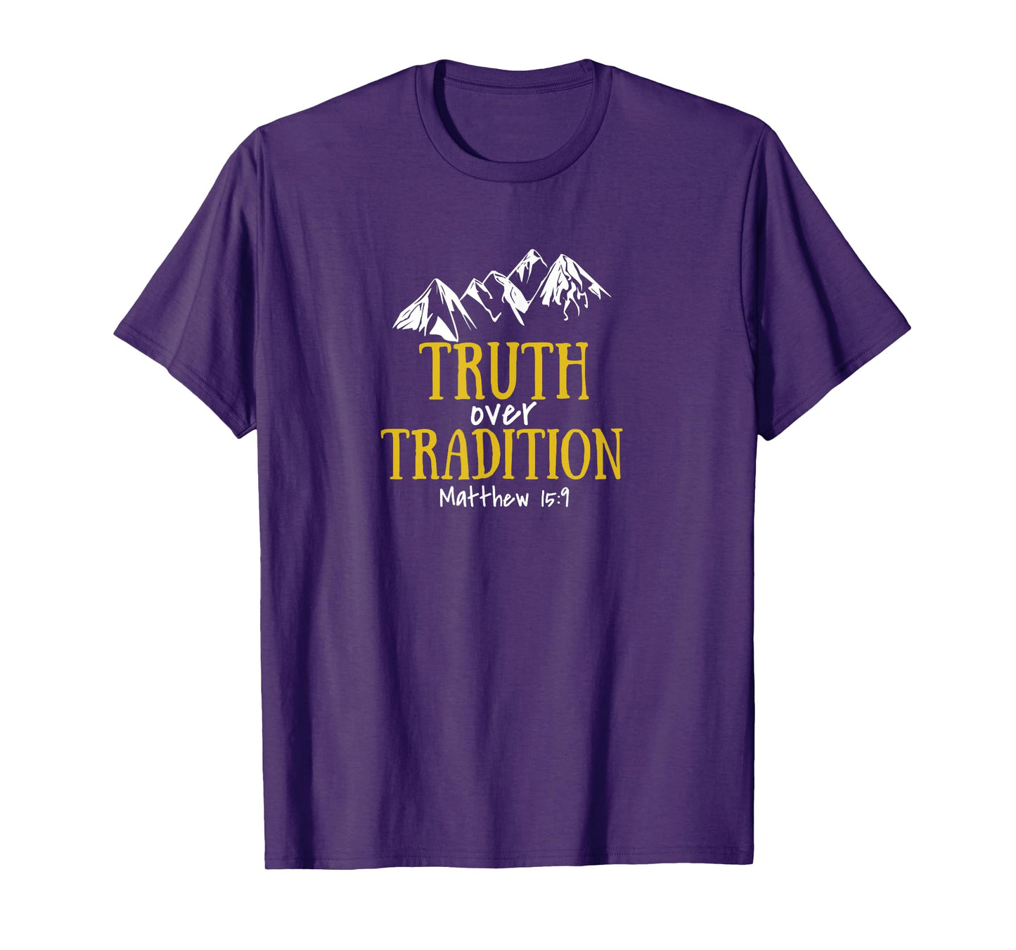 Seeking Scripture Truth Over Tradition Bible Theme Letter Print T-Shirt, Unisex-Adults, Black, Small