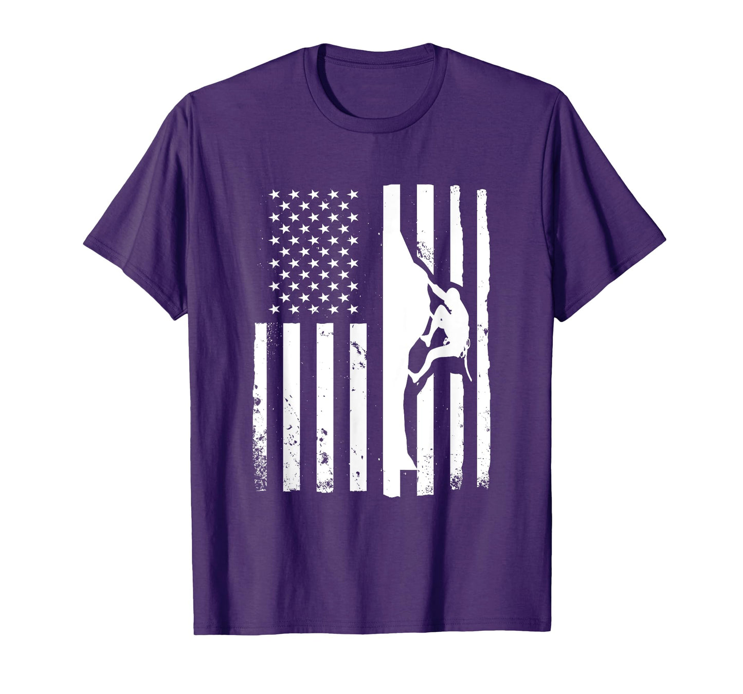 USA Flag Graphic Rock Climber Bouldering Mountaineering T-Shirt