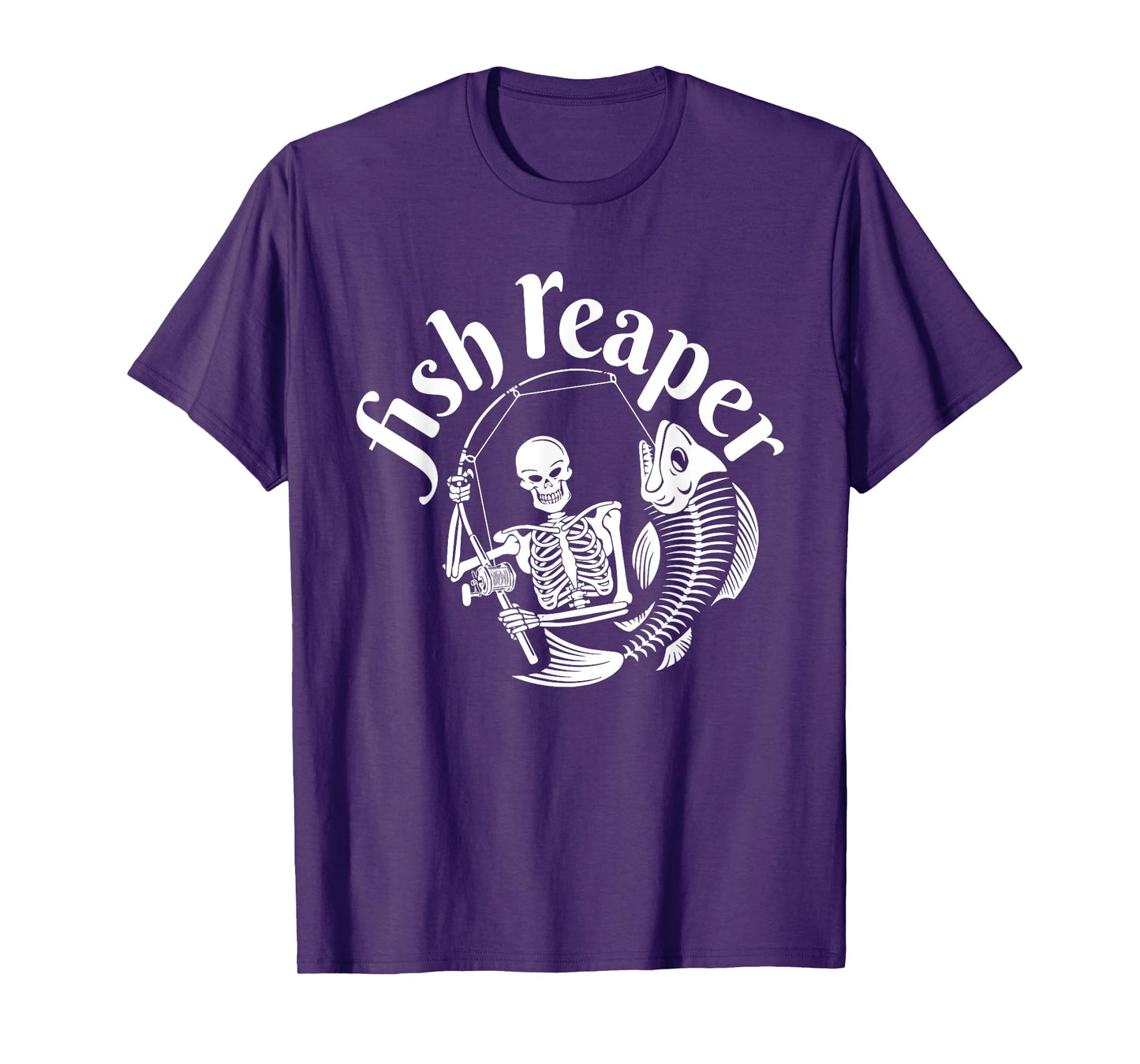 Fish Reaper Funny Skeleton Fisherman Halloween Angler T-Shirt