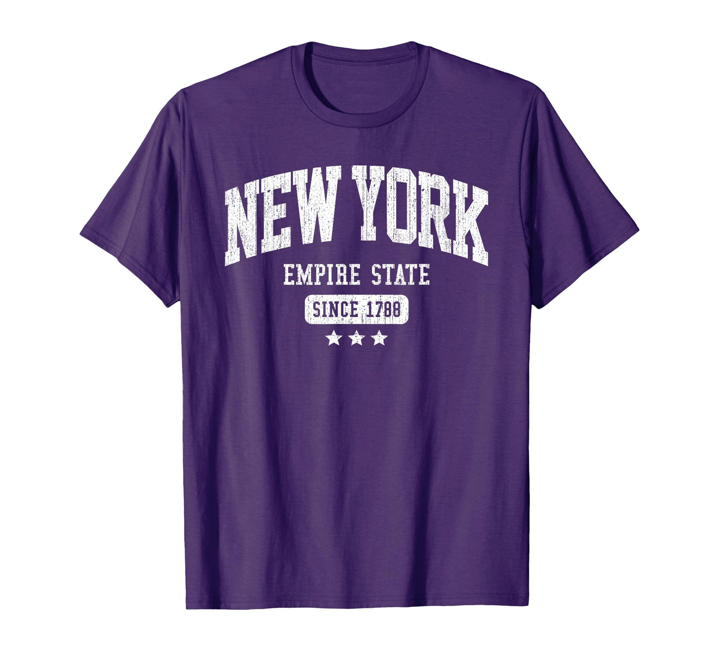 Vintage New York Empire State NYC Weathered White Text T-Shirt