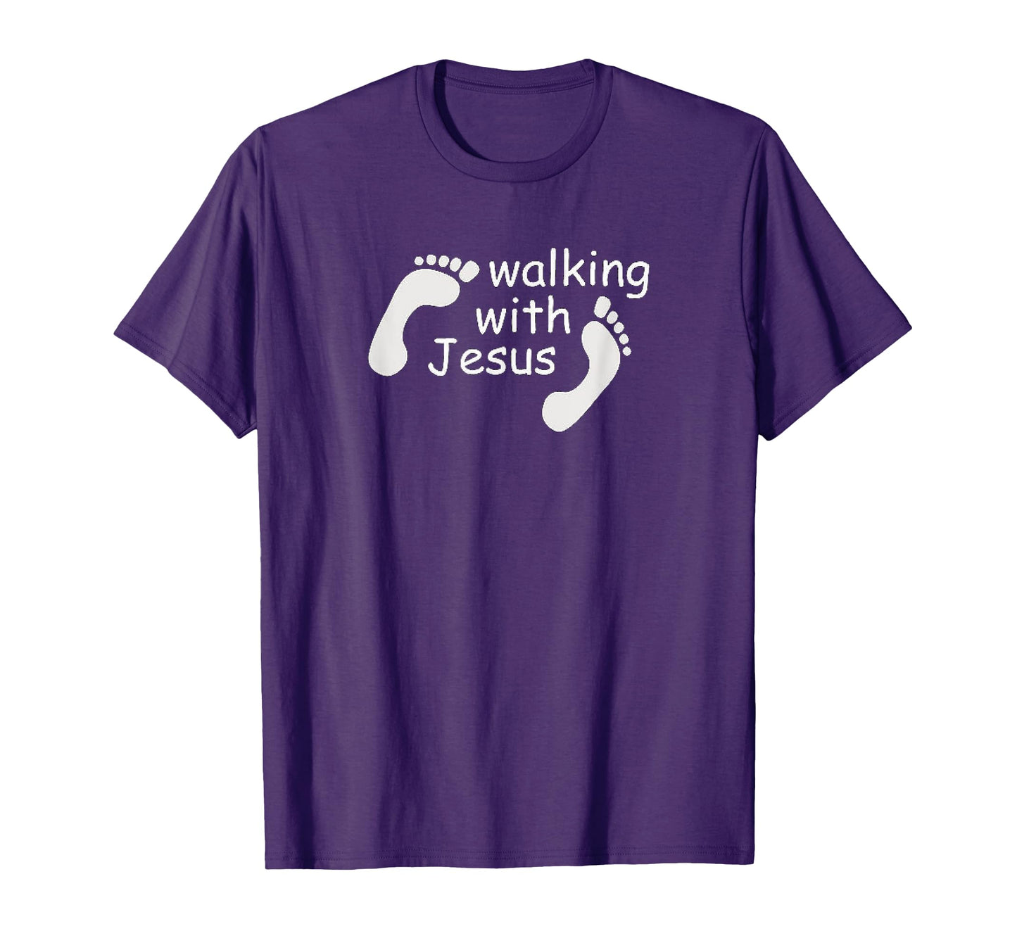 Walking With Jesus Funny Human Footprint Christian Faith T-Shirt