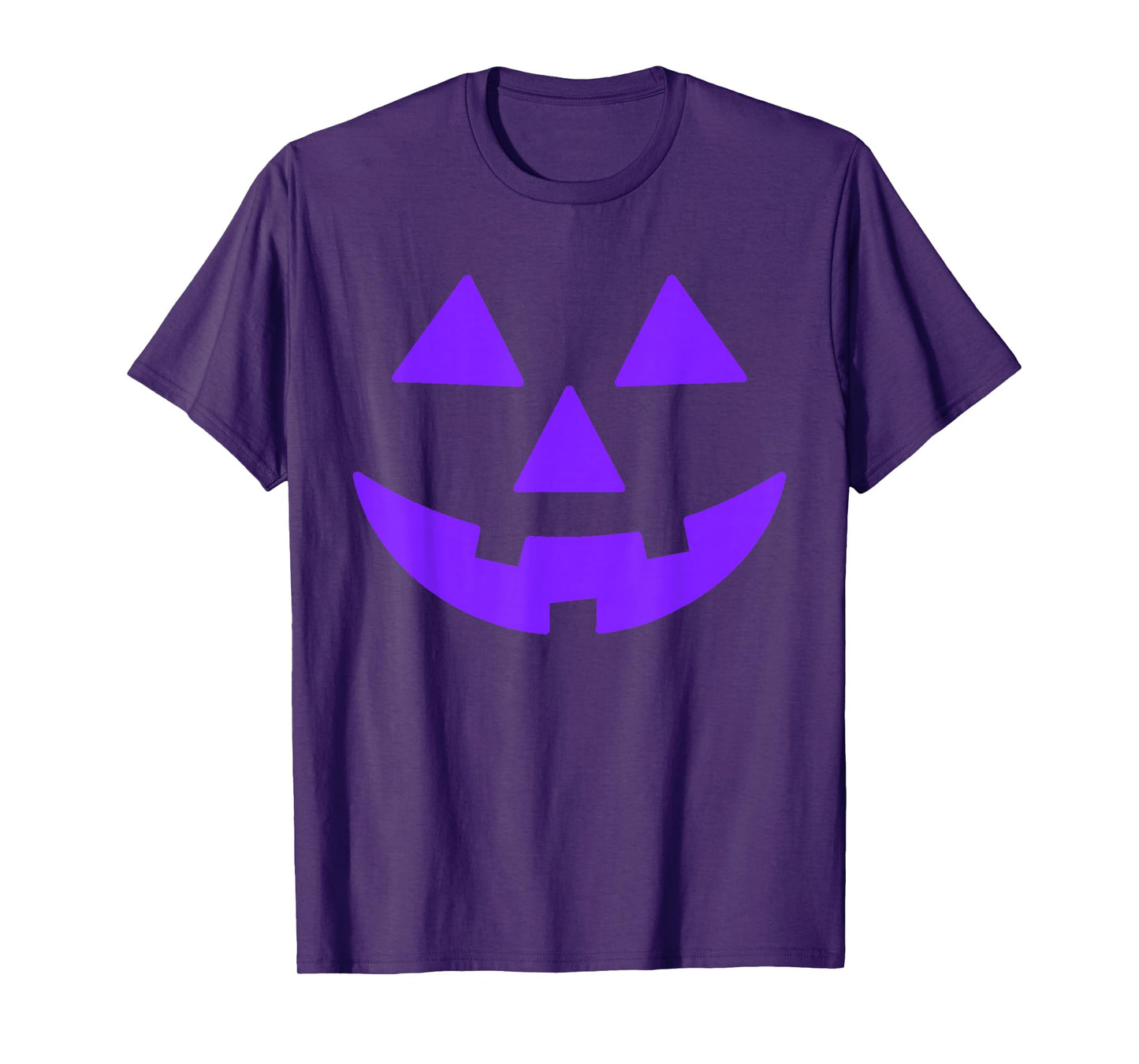 Jack O Lantern Scary Carved Pumpkin Face Halloween Purple T-Shirt