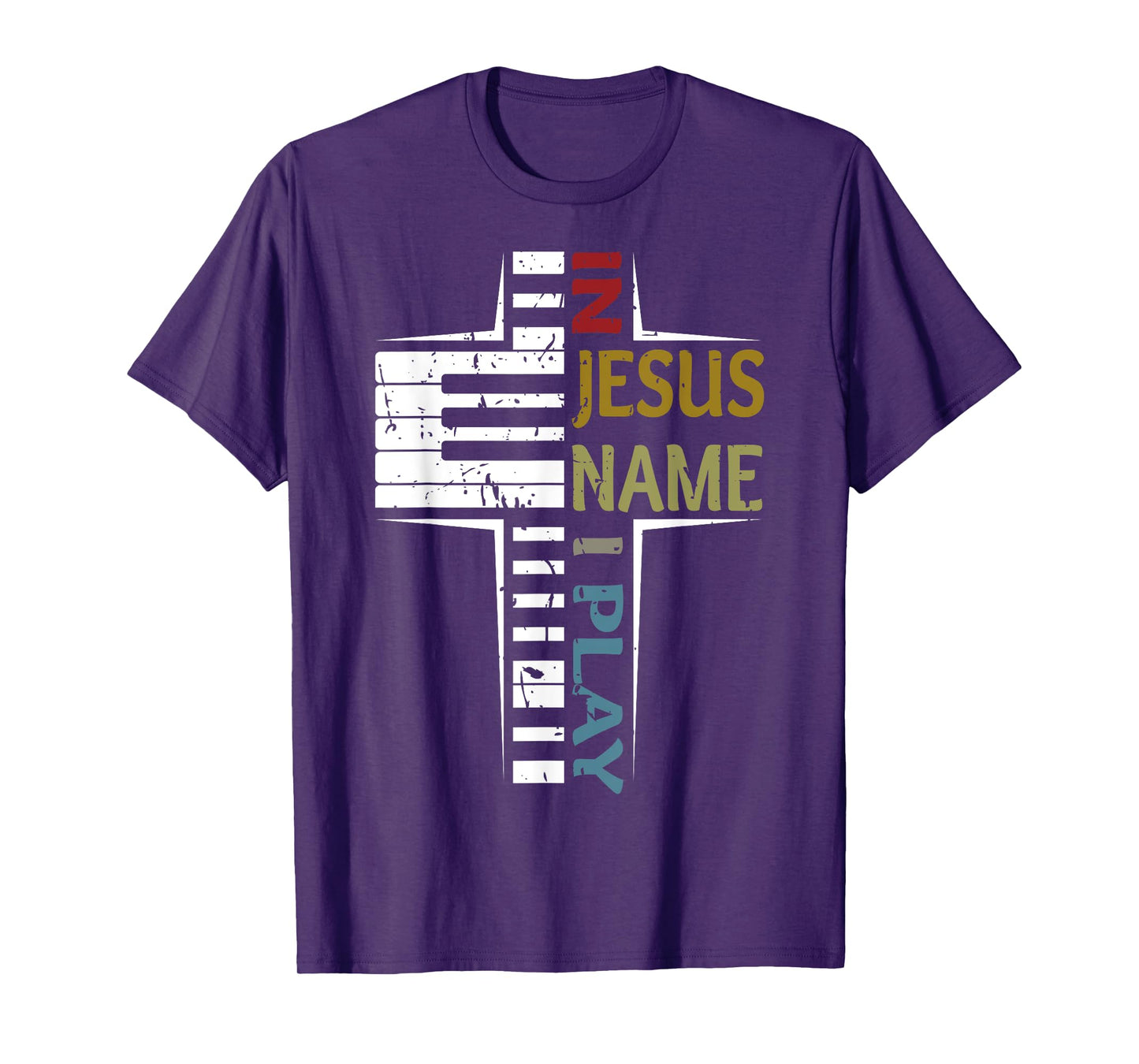 In Jesus Name I Play Piano Vintage Saying T-Shirt