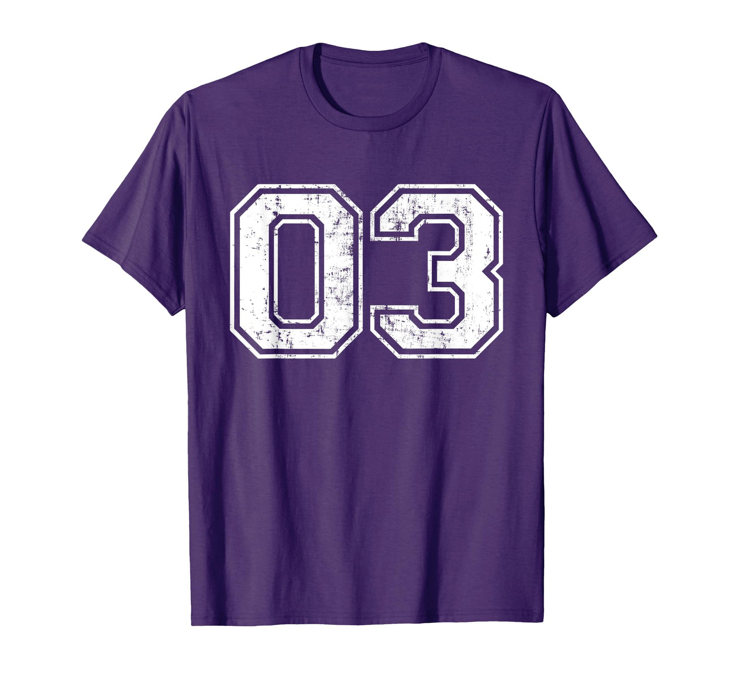 Number 03 Varsity Distressed Vintage Sports Team Practice T-Shirt