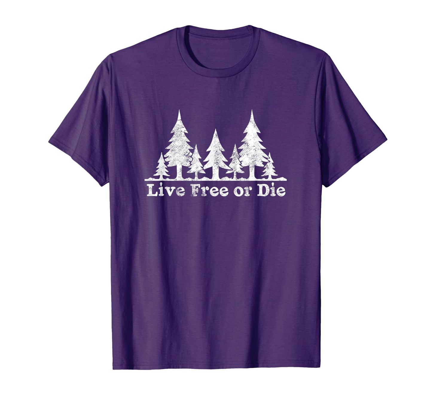 Live Free or Die: Forest trees distressed camp T-shirt T-Shirt
