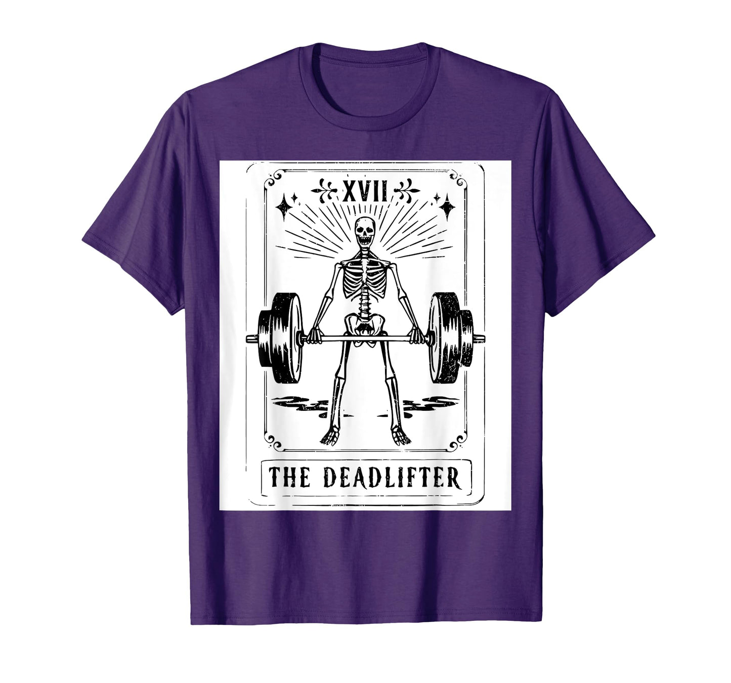 Deadlift Skeleton Tarot Card Fitness Workout Gym Weights T-Shirt