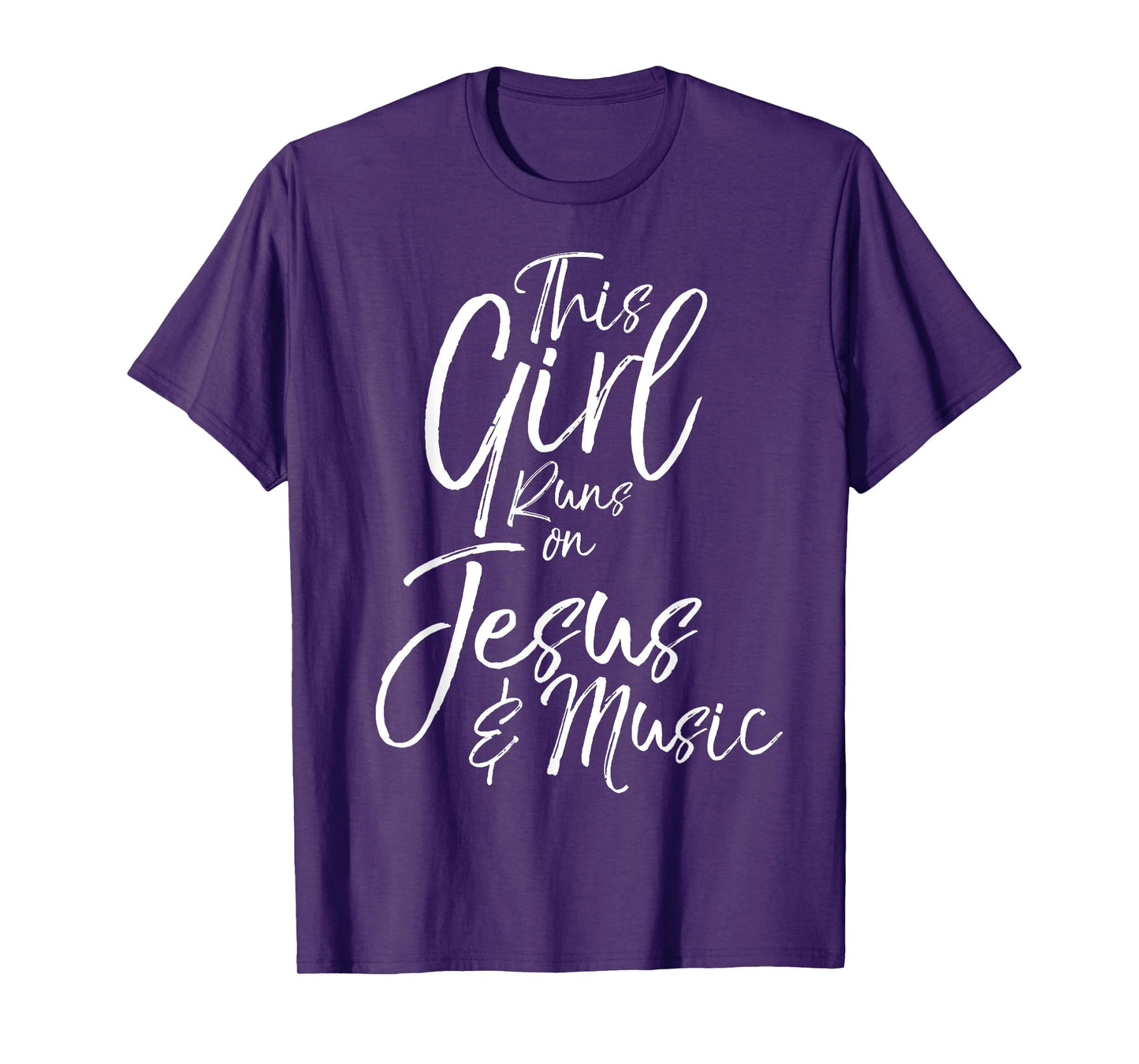 Christian Gift for Women This Girl Runs on Jesus & Music T-Shirt