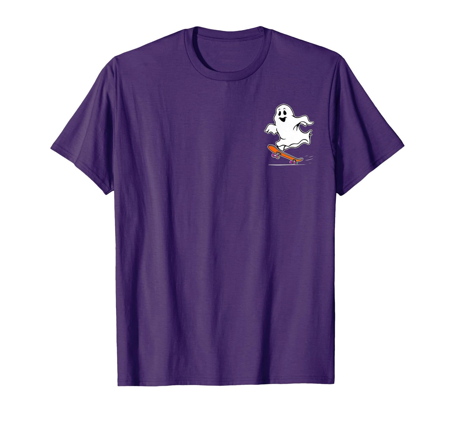 Funny Ghost On Skateboard Retro Halloween Costume Kids Boys T-Shirt