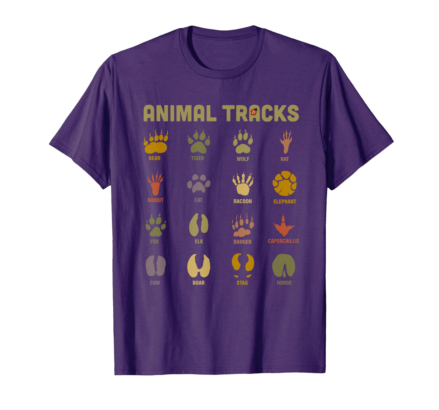 Children's Kids Wild Animal Tracks Childrens Learning Design T-Shirt