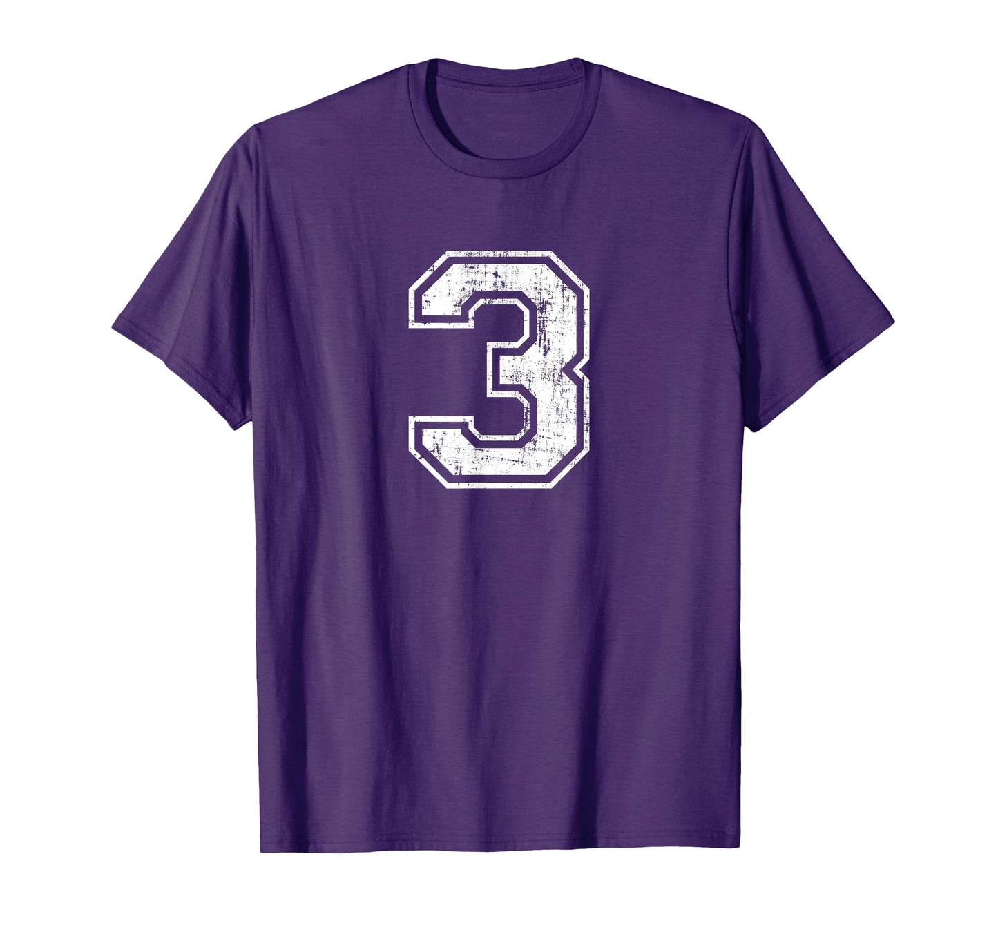 Number 3 Three Distressed Vintage Sports Training Practice T-Shirt