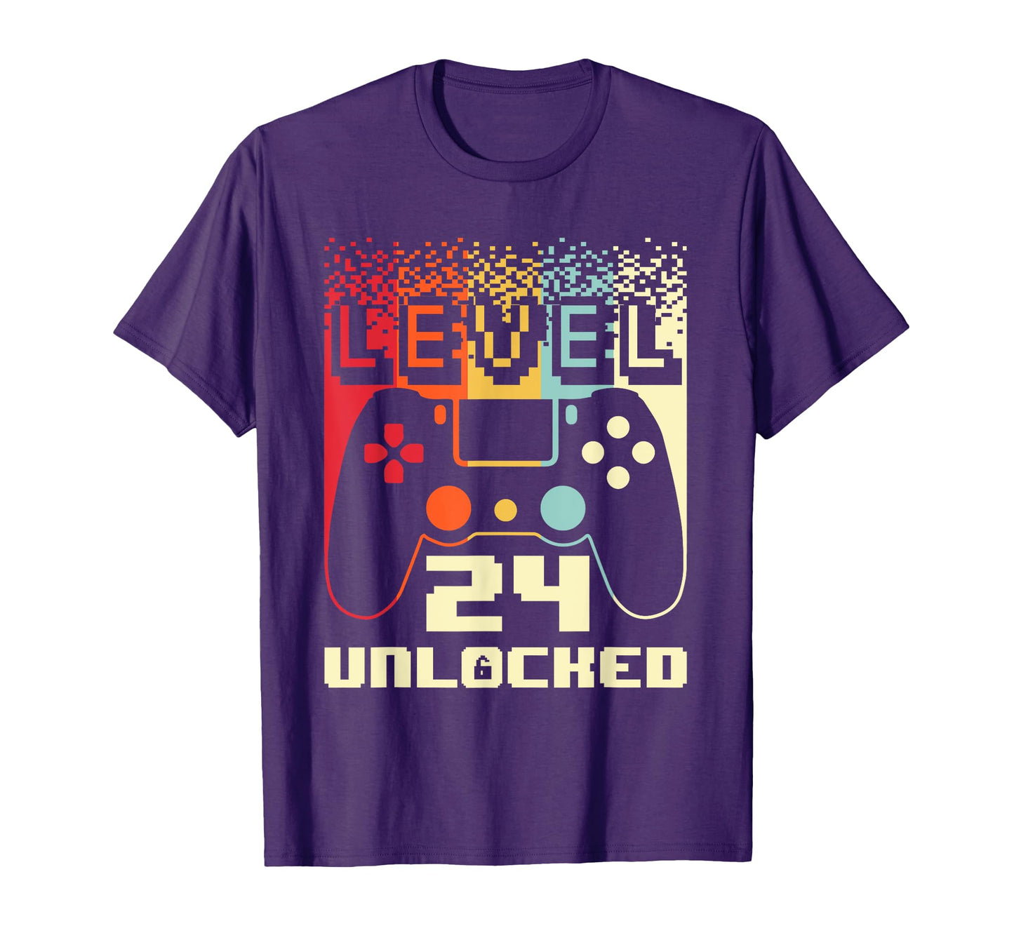 24th Birthday For Men Level 24 Unlocked Gamer 24 Year Old T-Shirt