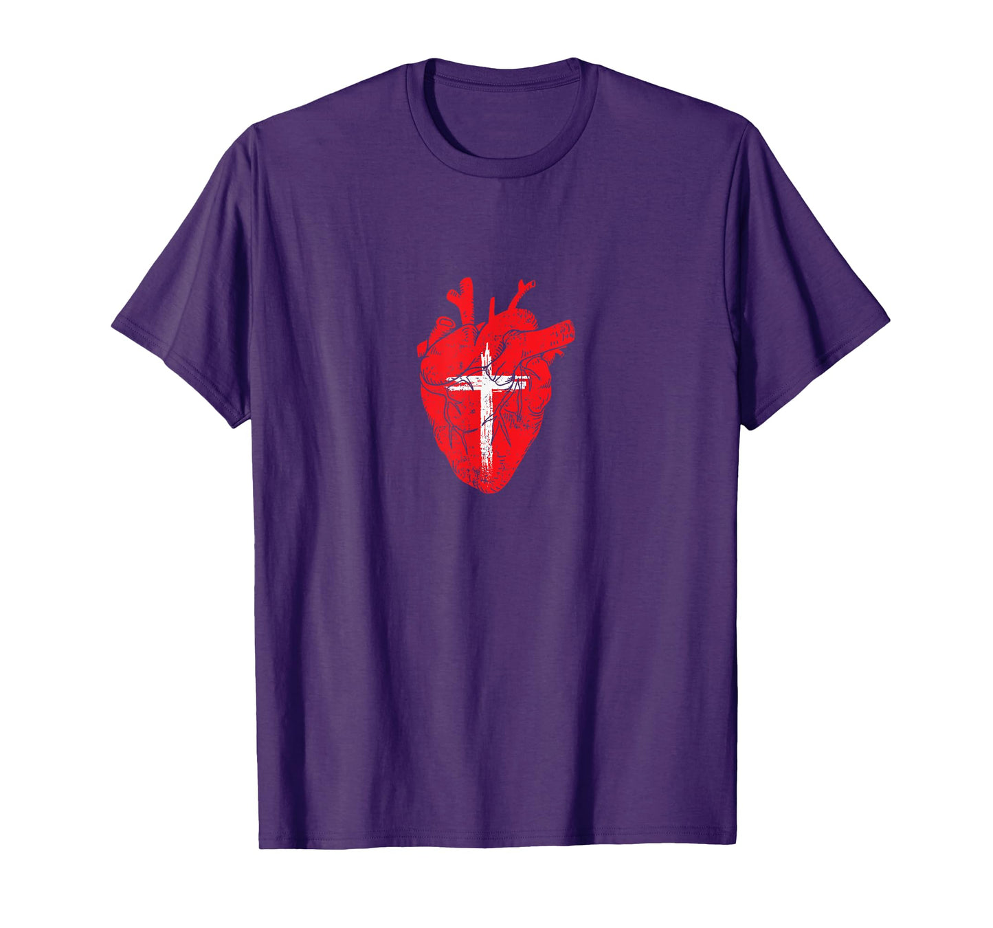 Red Heart Cross Design for Christian Believers T-Shirt