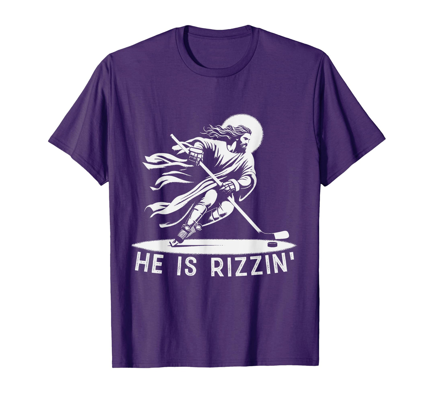 He Is Rizzin Jesus Meme Religious Christian Ice Hockey Lover T-Shirt