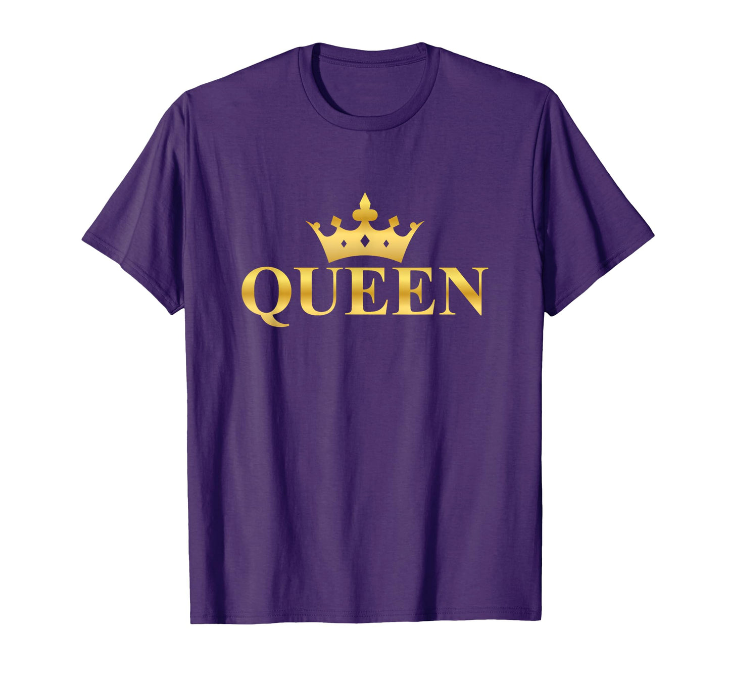 Gold Queen Text Design with Crown T-Shirt