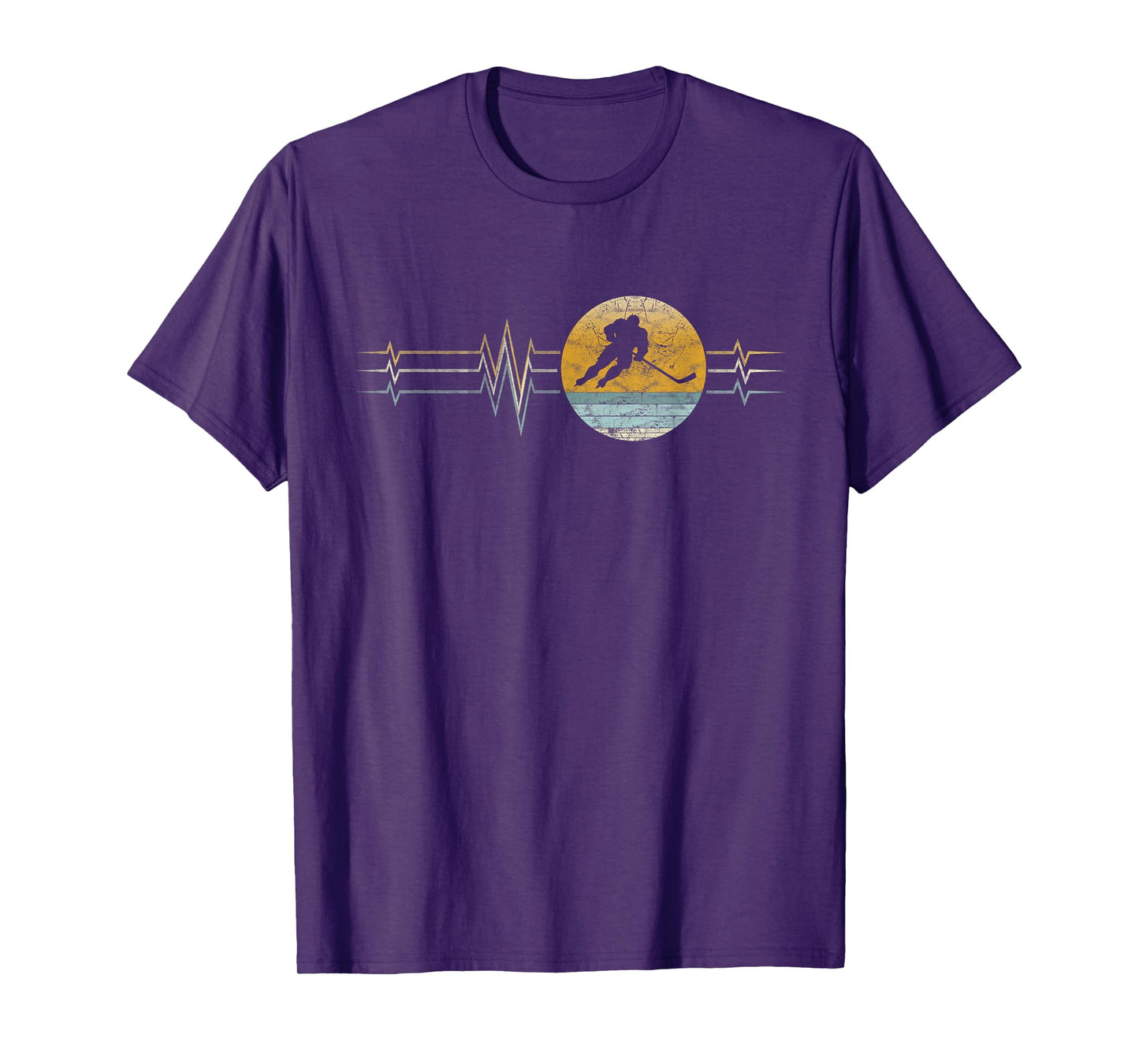 Retro Heartbeat Ice Hockey Sports Lifeline Vintage Gift T-Shirt