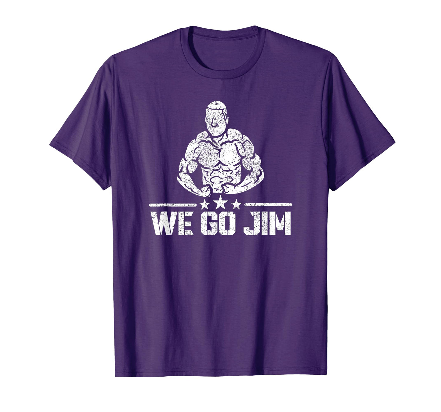 We Go Jim Workout Retro Flexing Gym T-Shirt