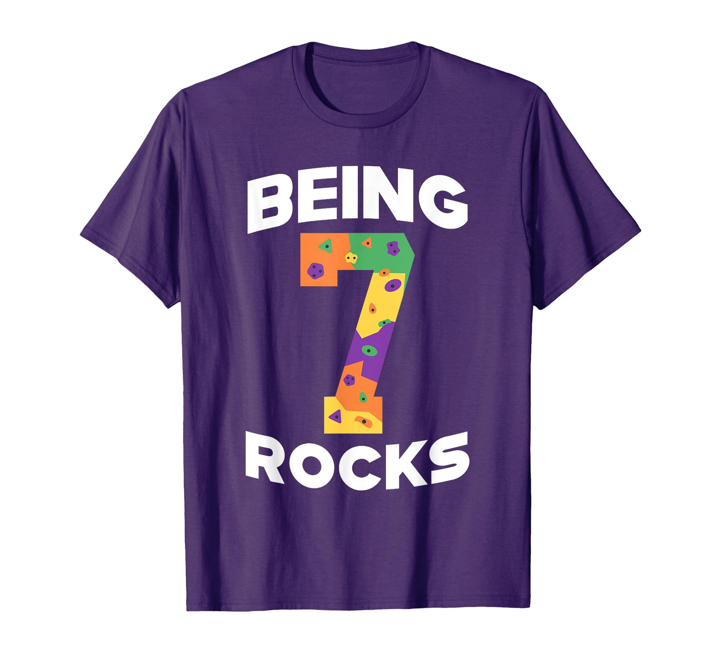Rock Climbing Funny 7 Years Old 7th Birthday Gift For Kids T-Shirt