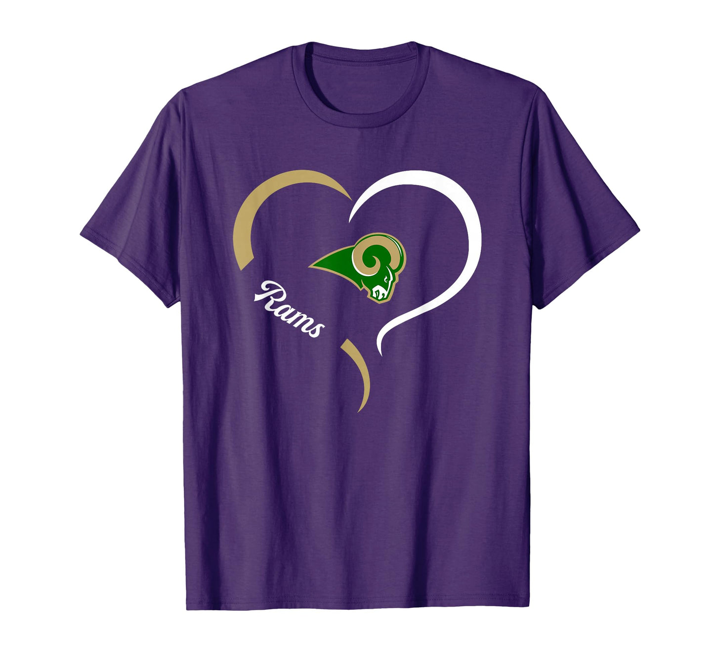 Acadiana Rams Logo Half Heart Slogan HS T-Shirt