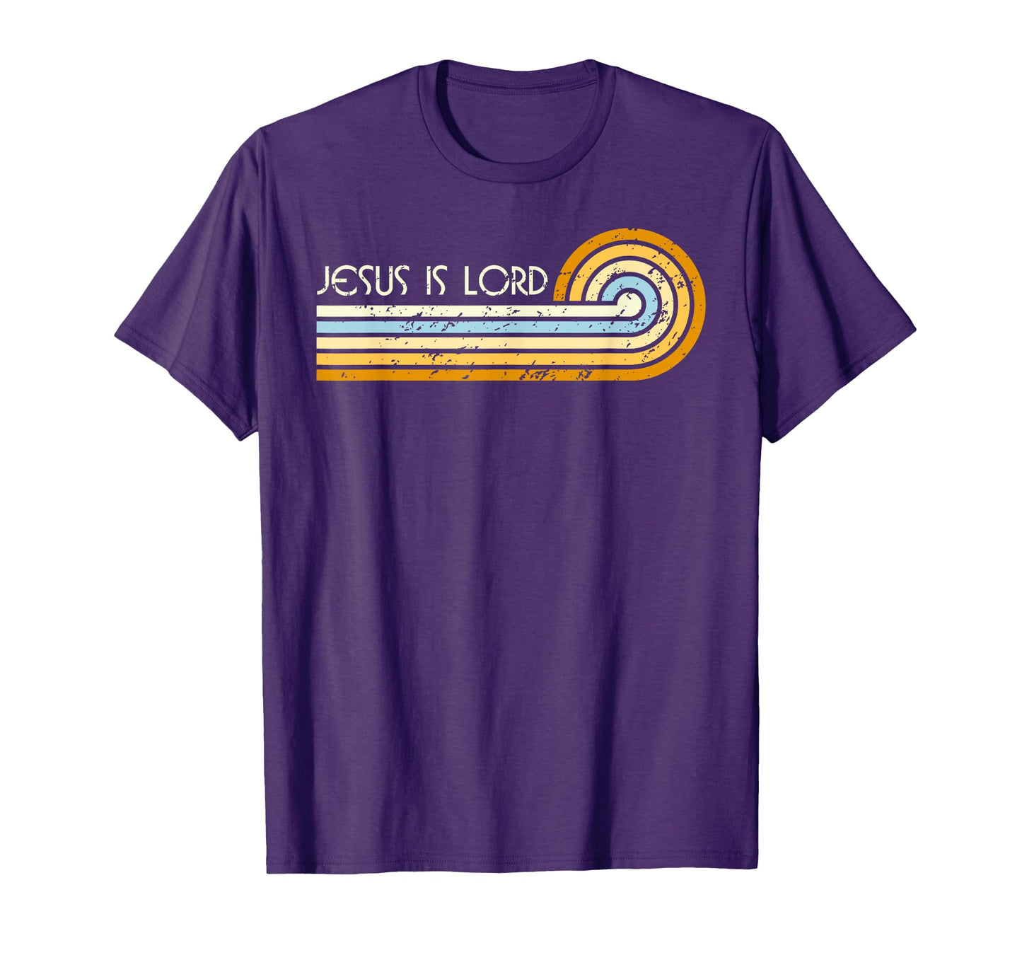 Retro Groovy 1970s 1980s Jesus is Lord Romans 10:9 T-Shirt